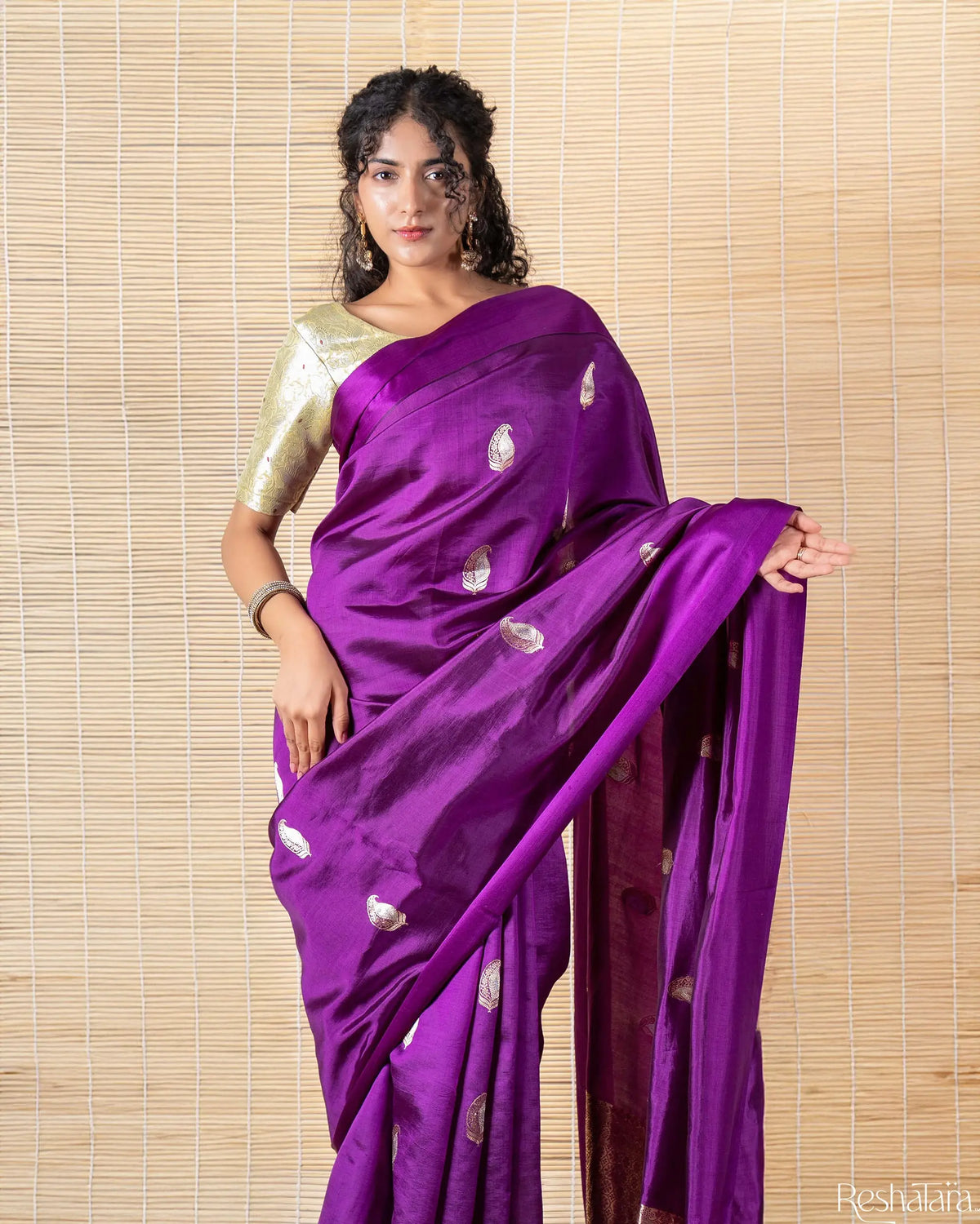 Purple Sona Rupa Kadhua Pure Mulberry Silk Banarasi Handloom Saree