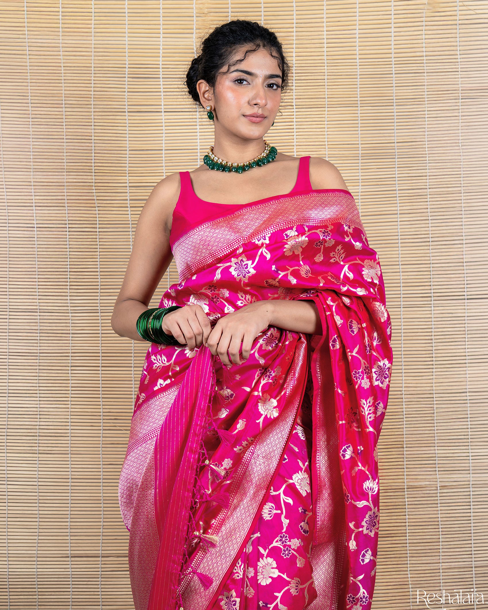Rani Pink Meenadar Pure Katan Silk Banarasi Handloom Saree