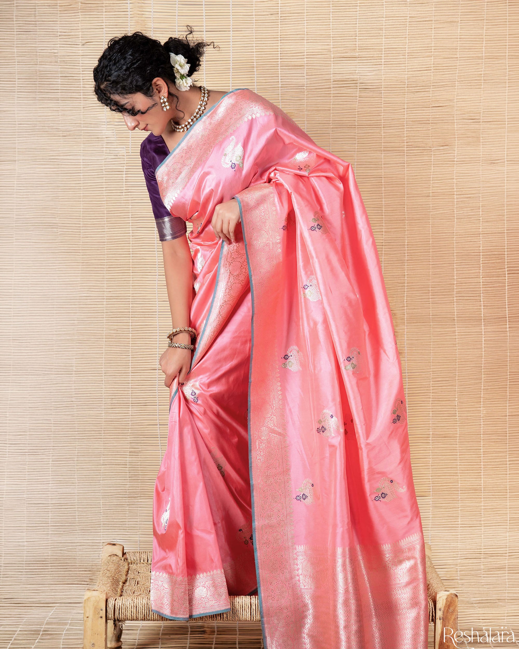 Enchanting Pink Meenadar Pure Katan Silk Banarasi Handloom Saree