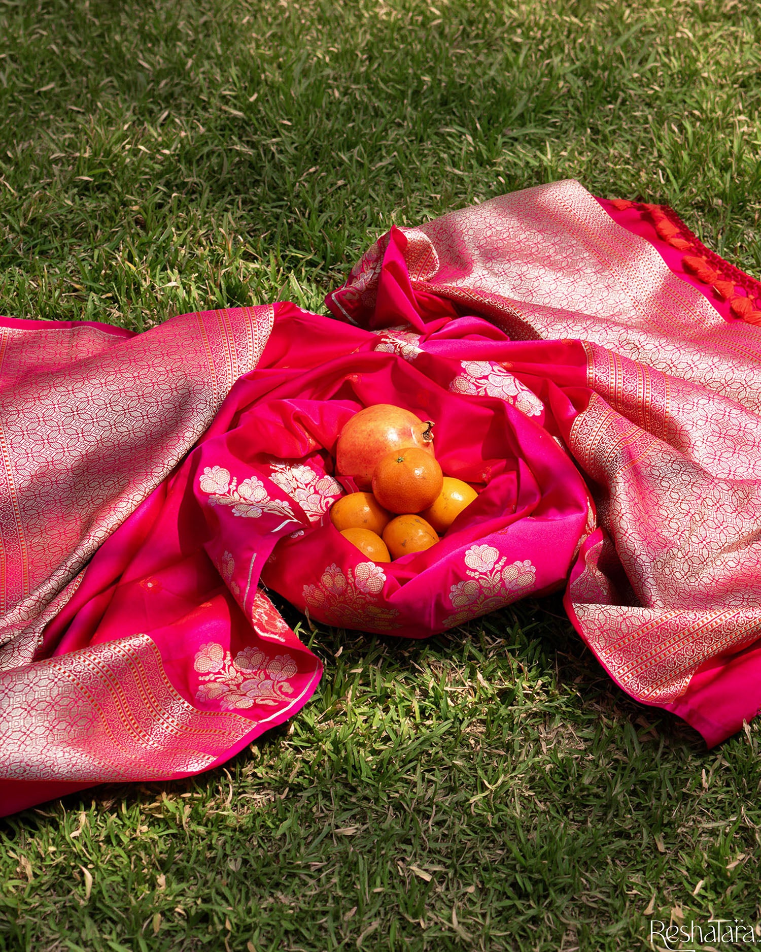 Fuchsia Pink Mashru Silk Banarasi Handloom Dupatta
