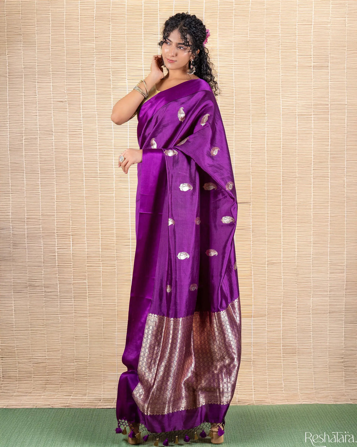 Purple Sona Rupa Kadhua Pure Mulberry Silk Banarasi Handloom Saree