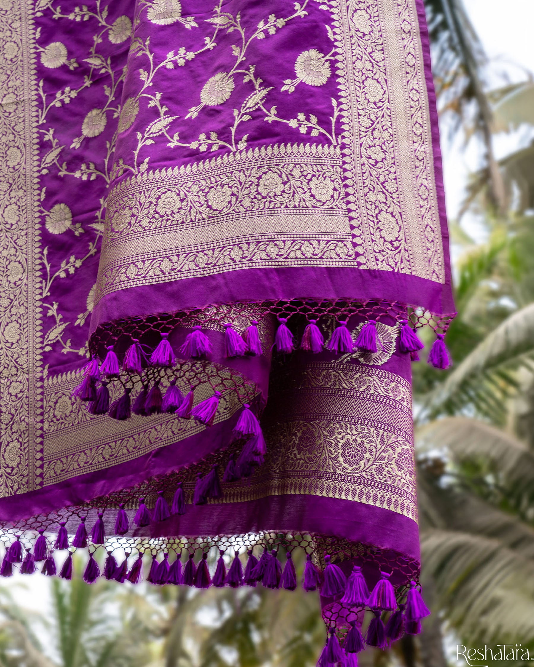 Purple Banarasi Silk Handloom Dupatta