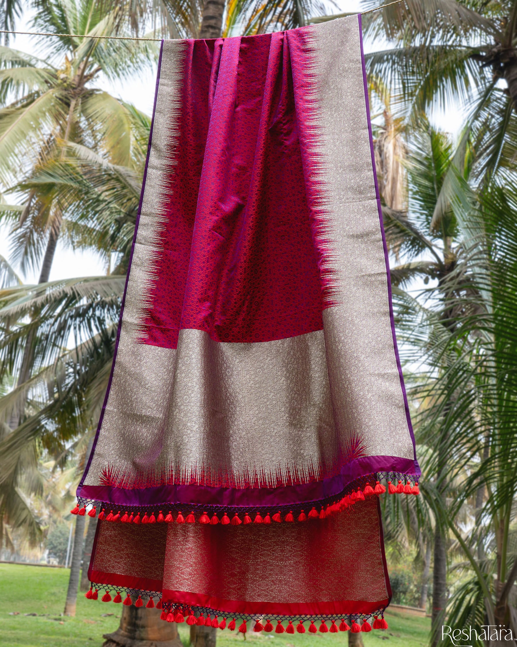 Pink Mashru Silk Banarasi Handloom Dupatta