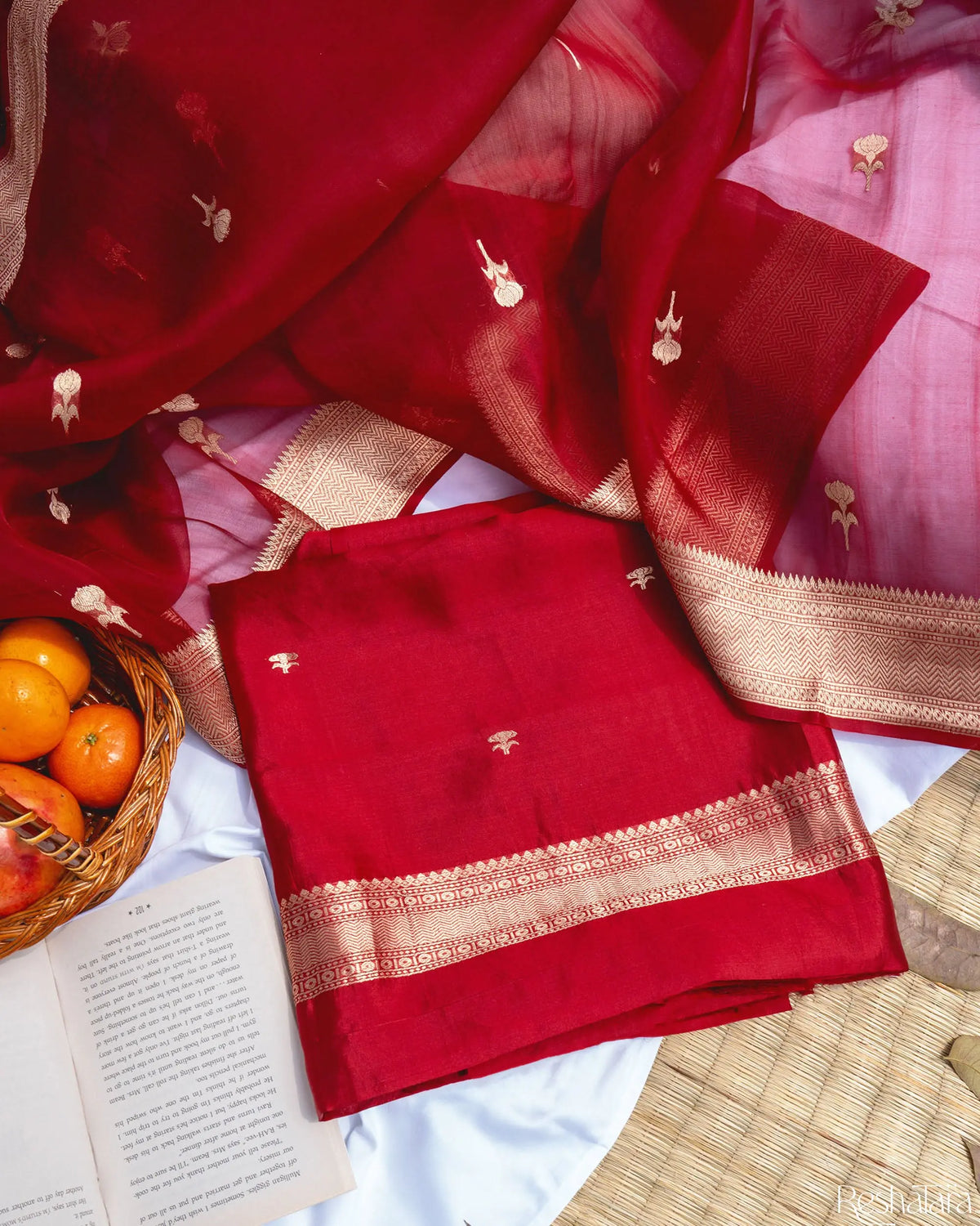 Maroon Pure Katan Silk Banarasi Handloom Suit Set