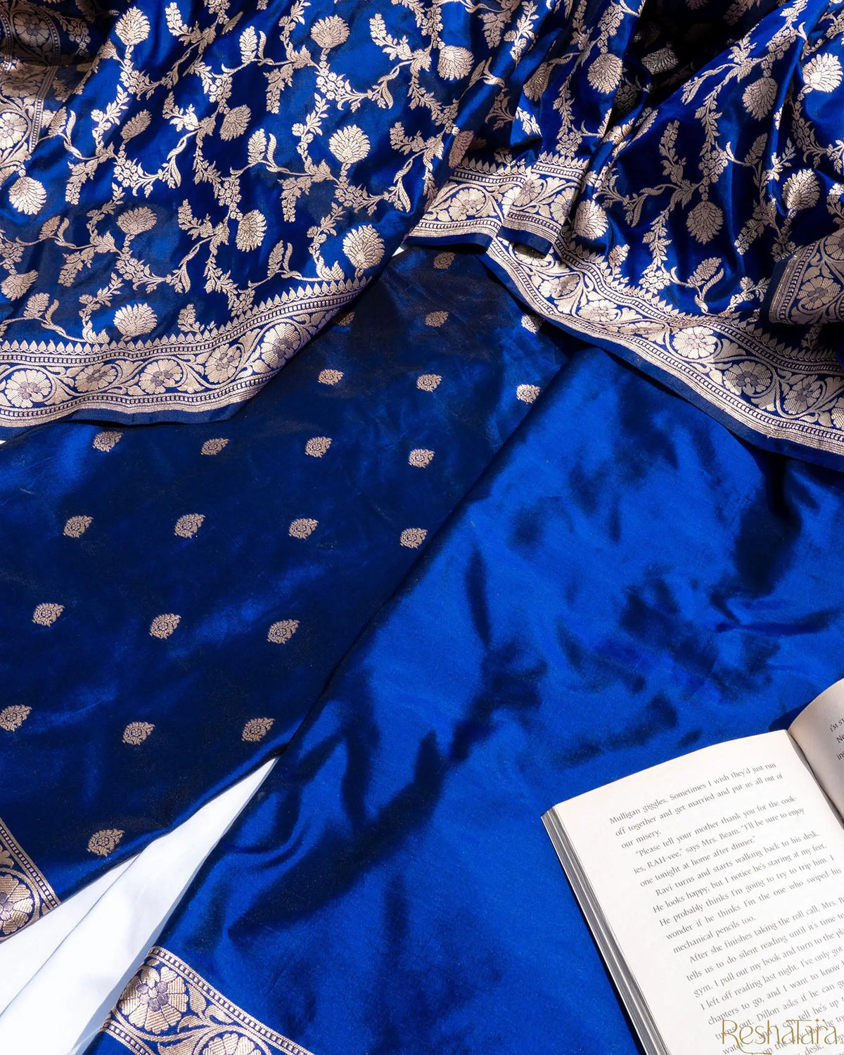 Royal Blue Katan Silk Banarasi Handloom Silk Suit Set