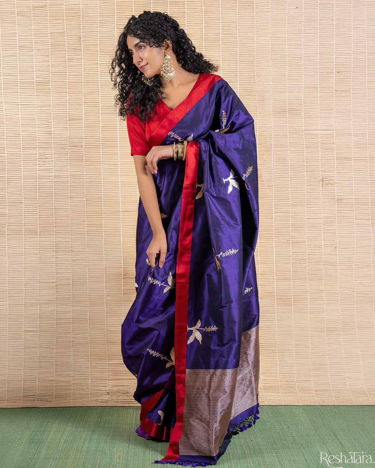 Deep Purple Meenadar Kadhua Pure Katan Silk Banarasi Handloom Saree