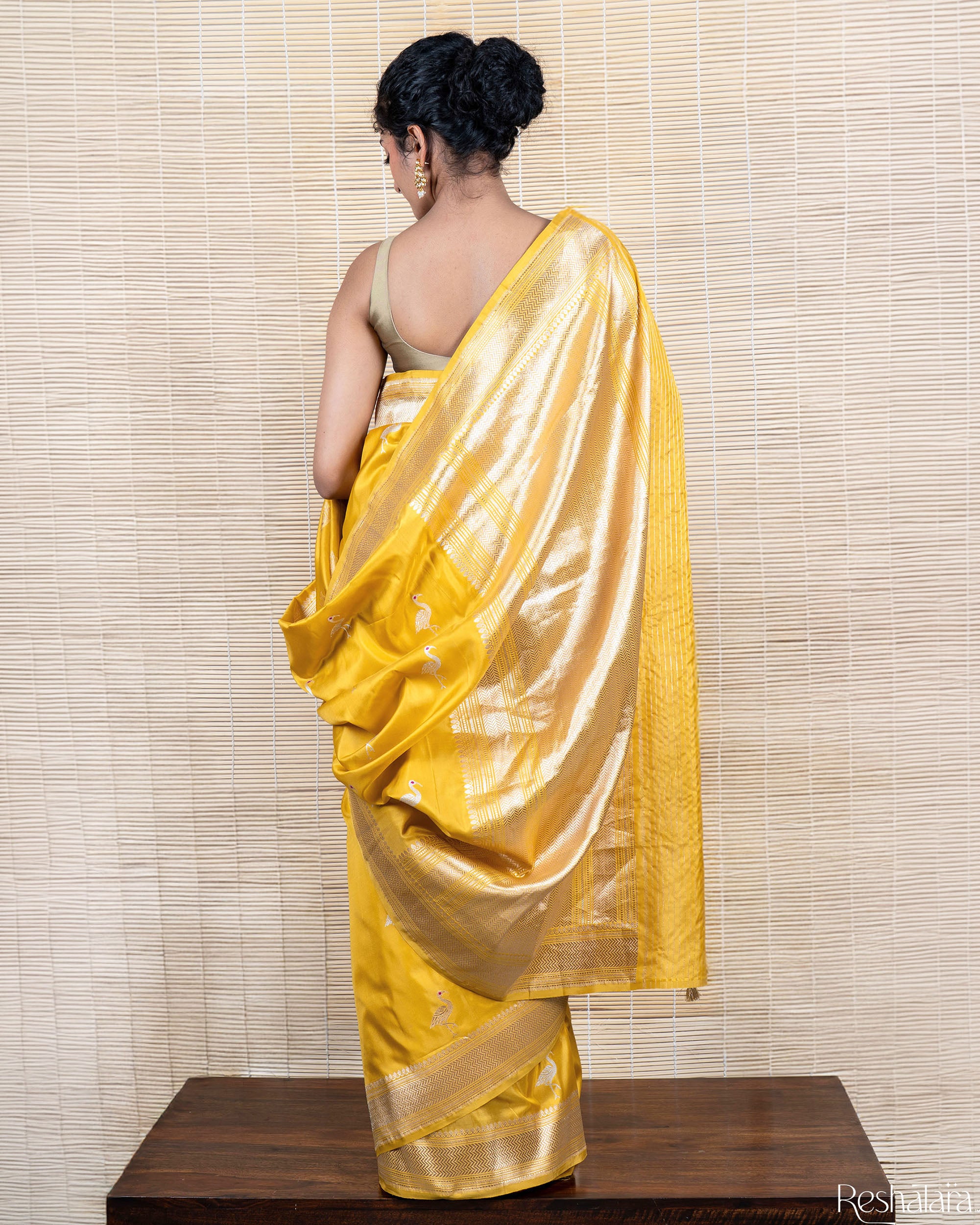 Mustard Yellow Meenadar Kadhua Pure Katan Silk Banarasi Handloom Saree