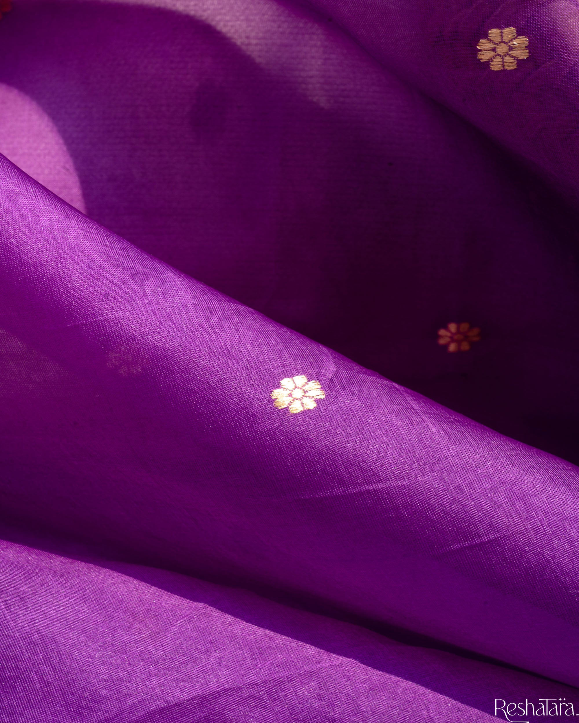Purple Pure Kora Silk Banarasi Handloom Suit Set
