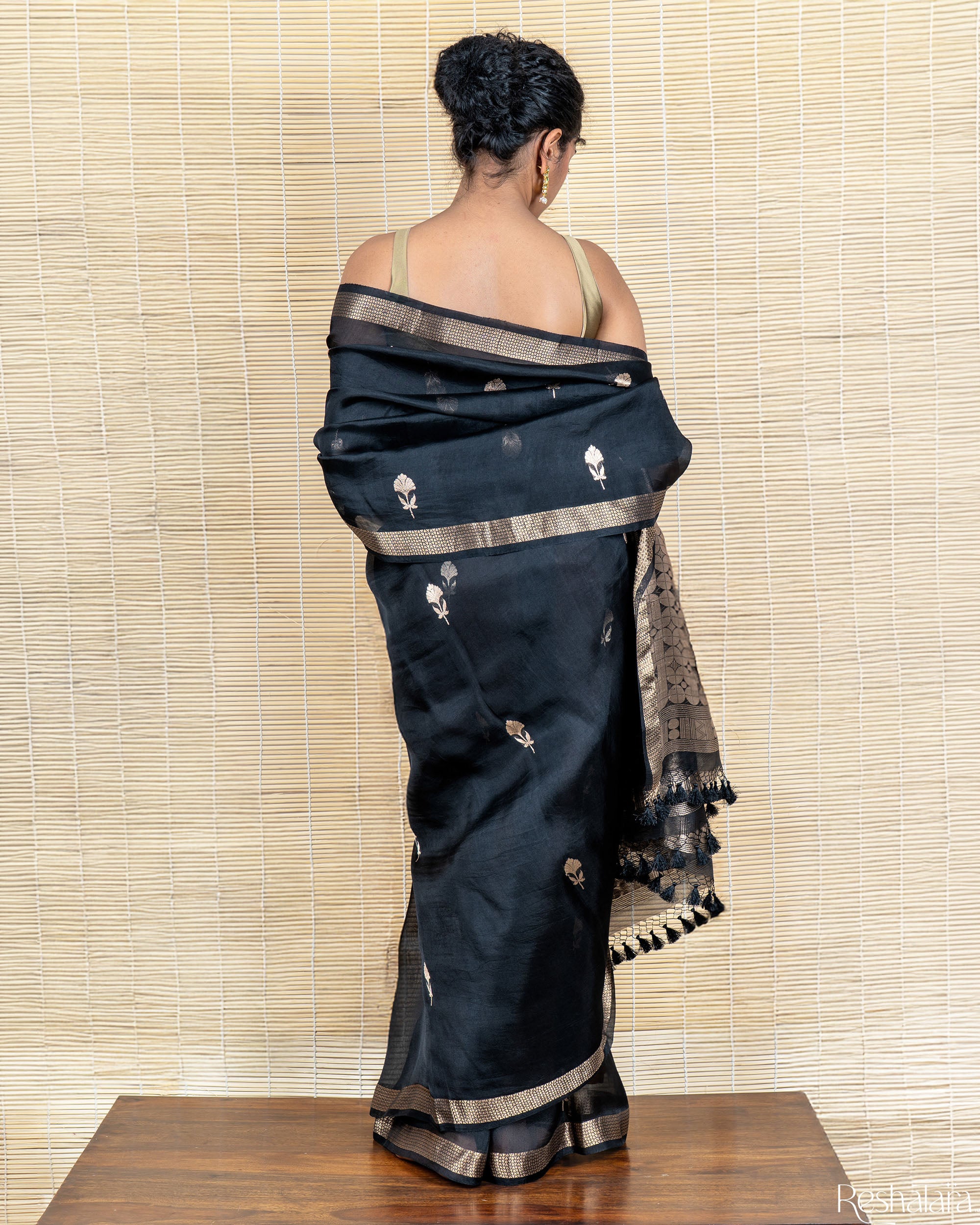Black Kadhua Pure Kora Silk Banarasi Handloom Saree