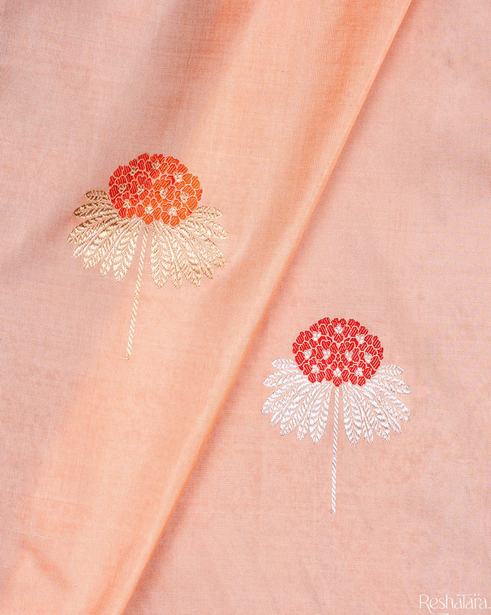 Powder Peach Meenadar Kadhua Pure Katan silk Banarasi Handloom Saree