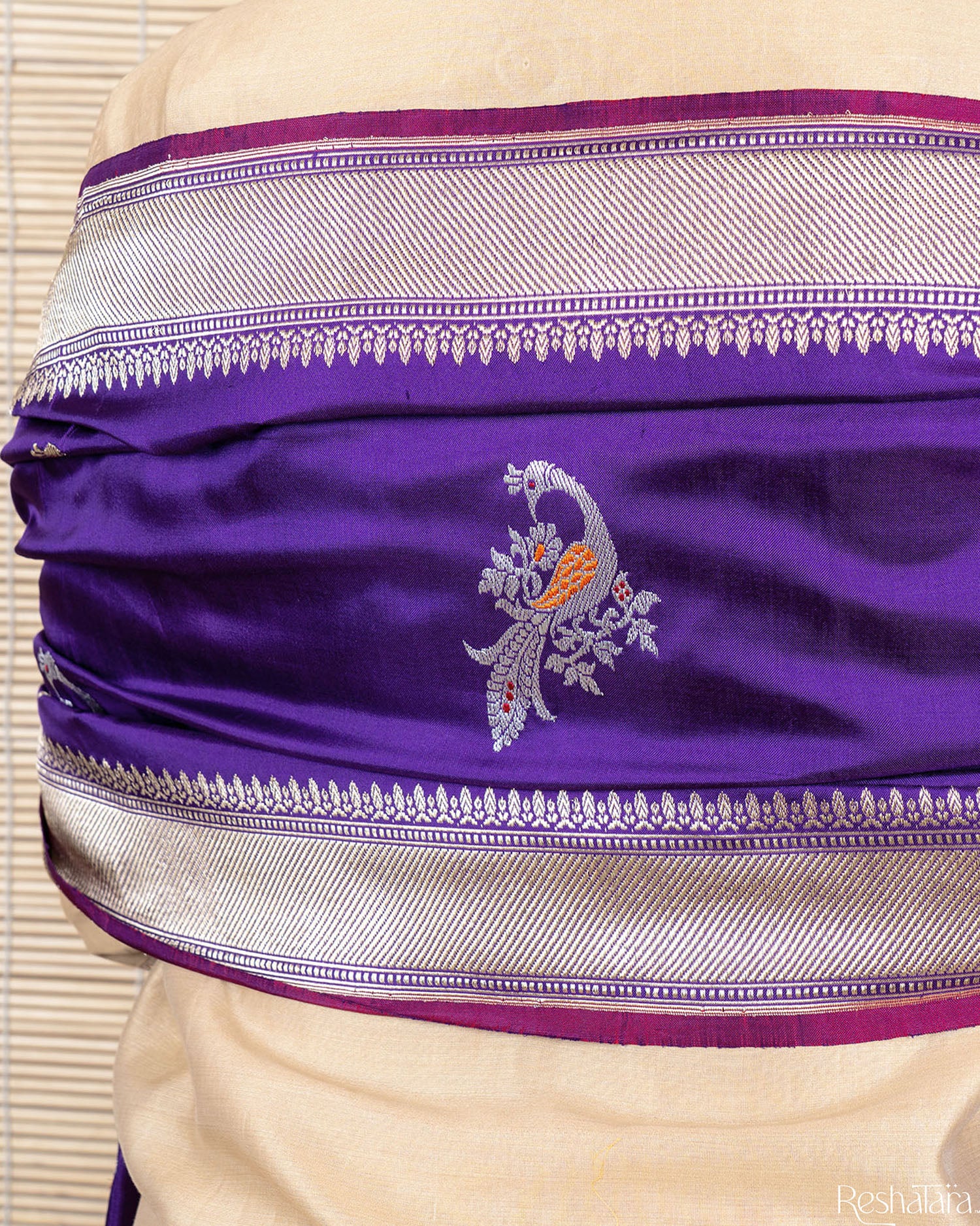 Purple Pure Katan Silk Banaarsi Handloom Kadhua Dupatta