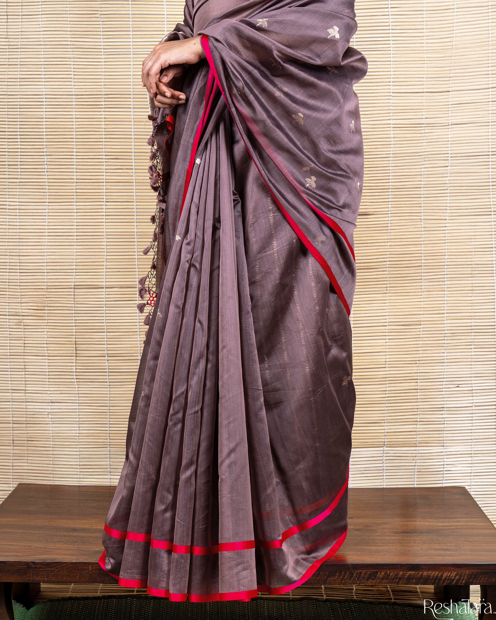 Hemp Brown Pure Katan Silk by Chanderi Banarasi Handloom Saree