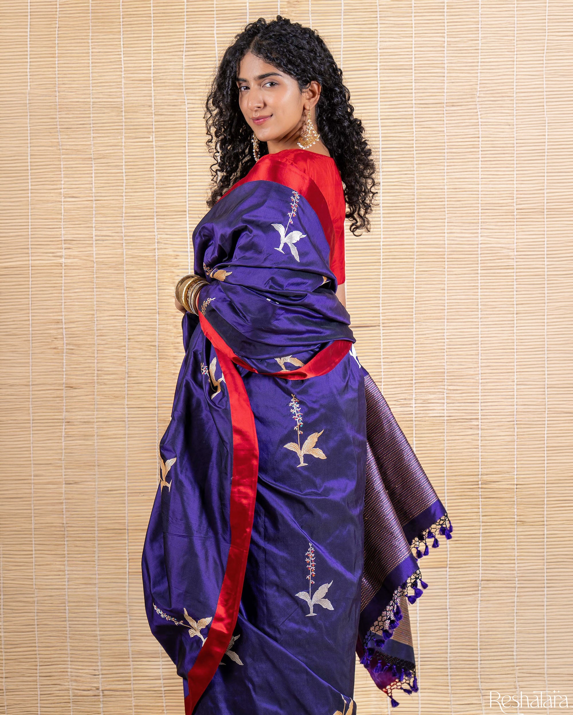 Deep Purple Meenadar Kadhua Pure Katan Silk Banarasi Handloom Saree