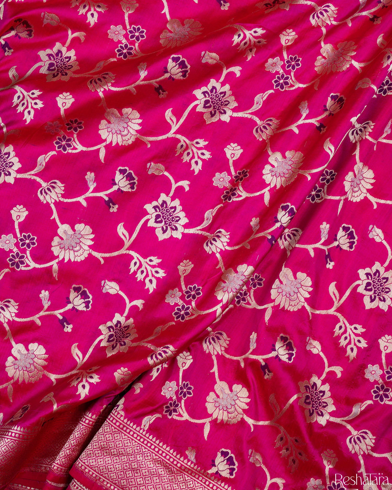 Rani Pink Meenadar Pure Katan Silk Banarasi Handloom Saree