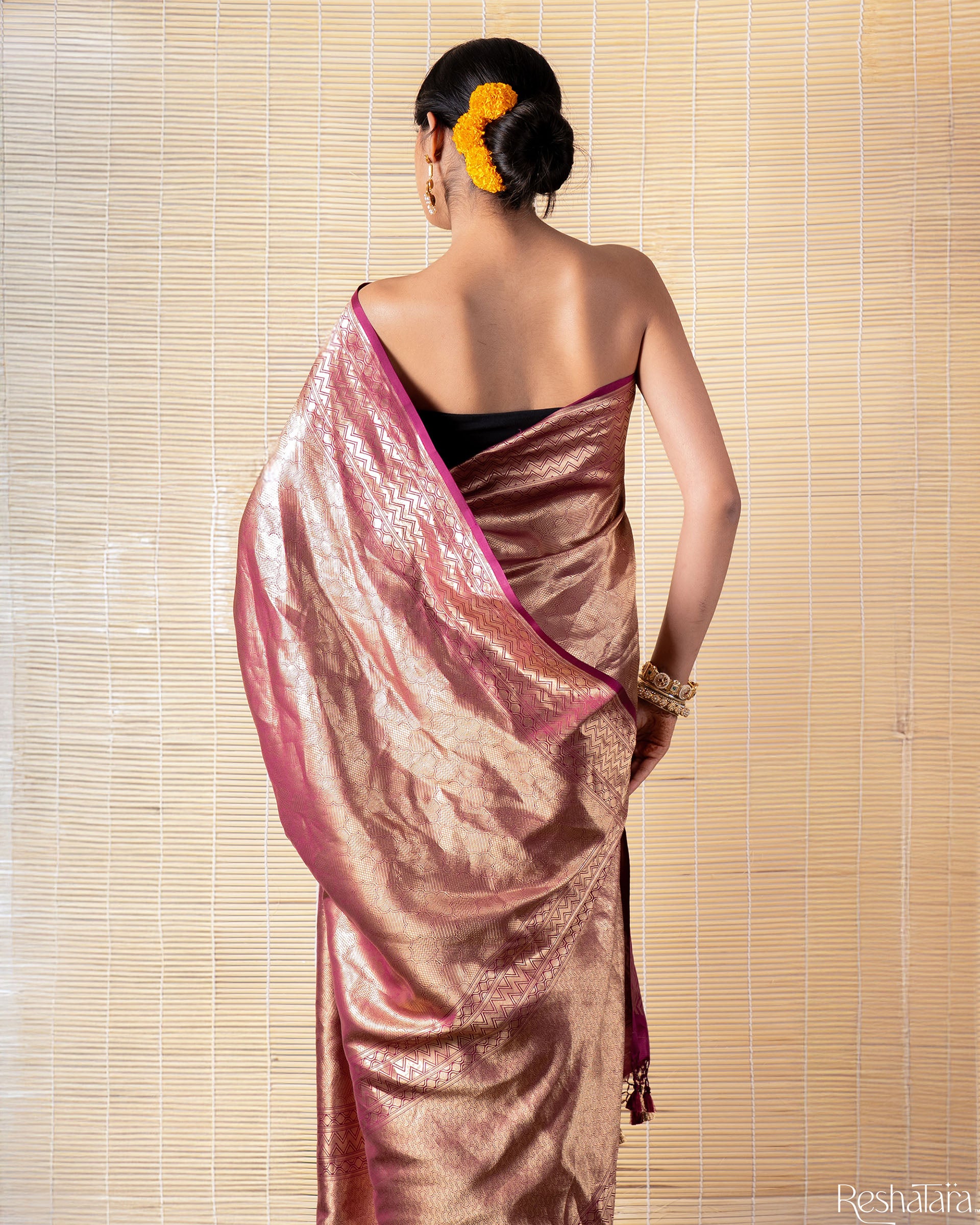 Maroon Mulberry Silk Banarasi Handloom Saree
