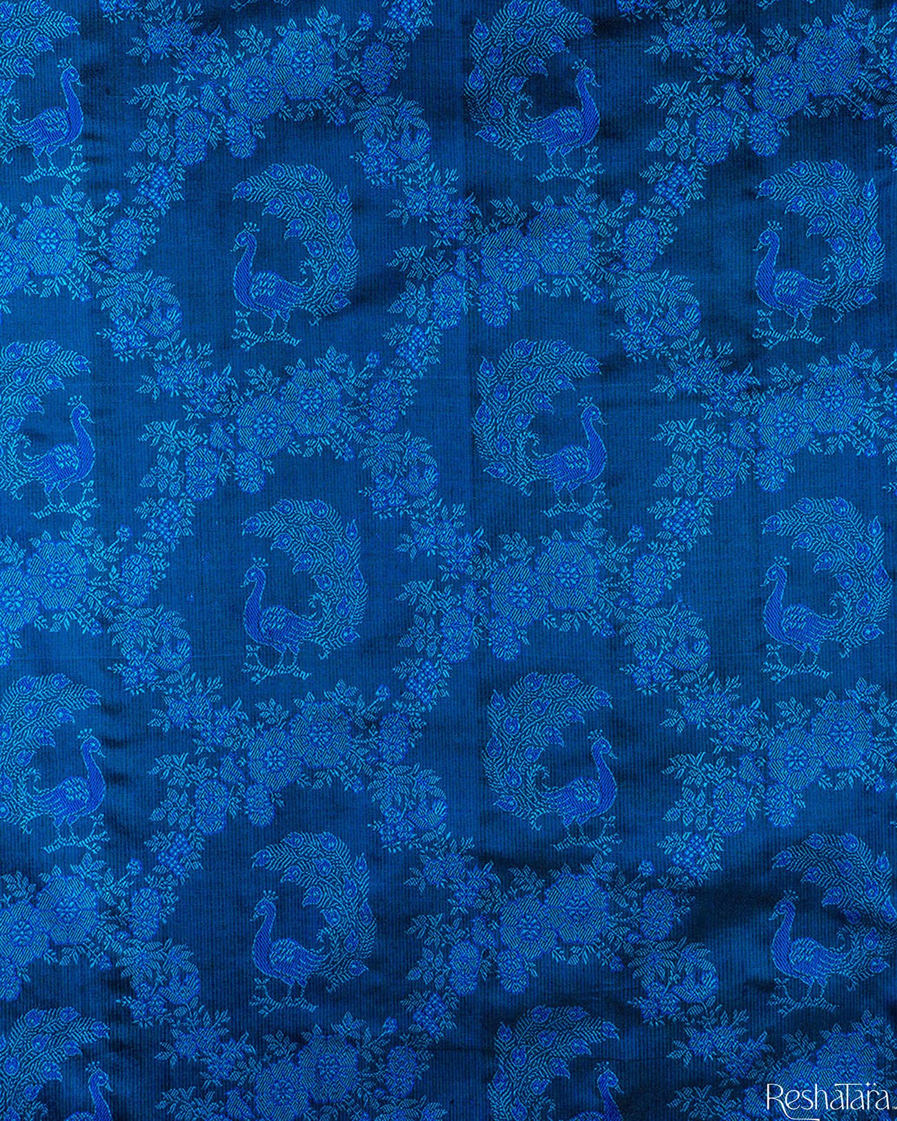 Peacock and Royal Blue Tanchoi Pure Katan Silk Banarasi Handloom Saree