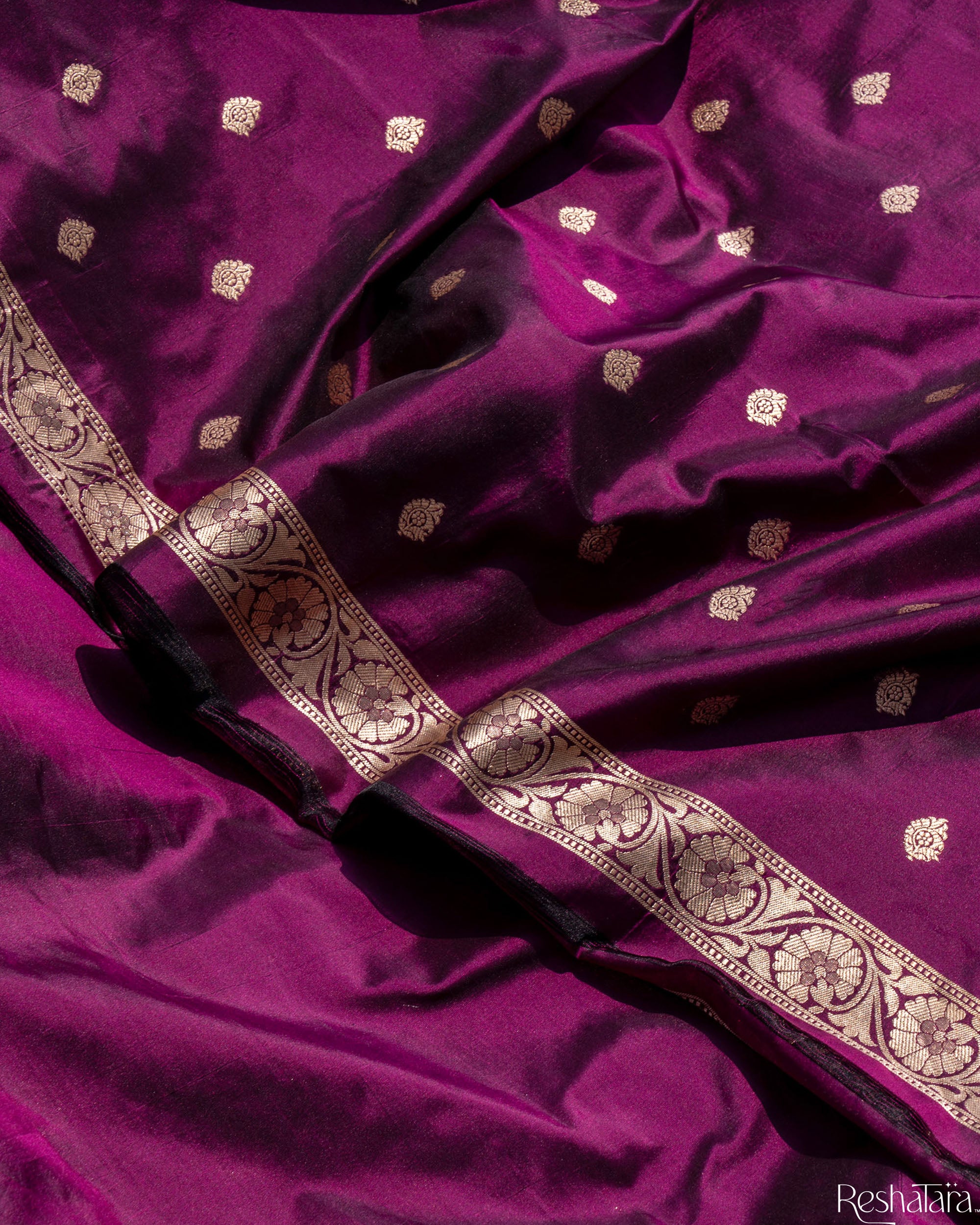 Purple Pure Katan Silk Banarasi Handloom Suit Set