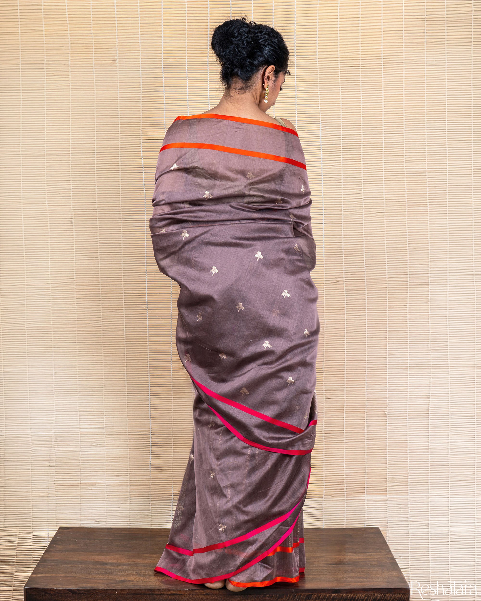 Hemp Brown Pure Katan Silk by Chanderi Banarasi Handloom Saree
