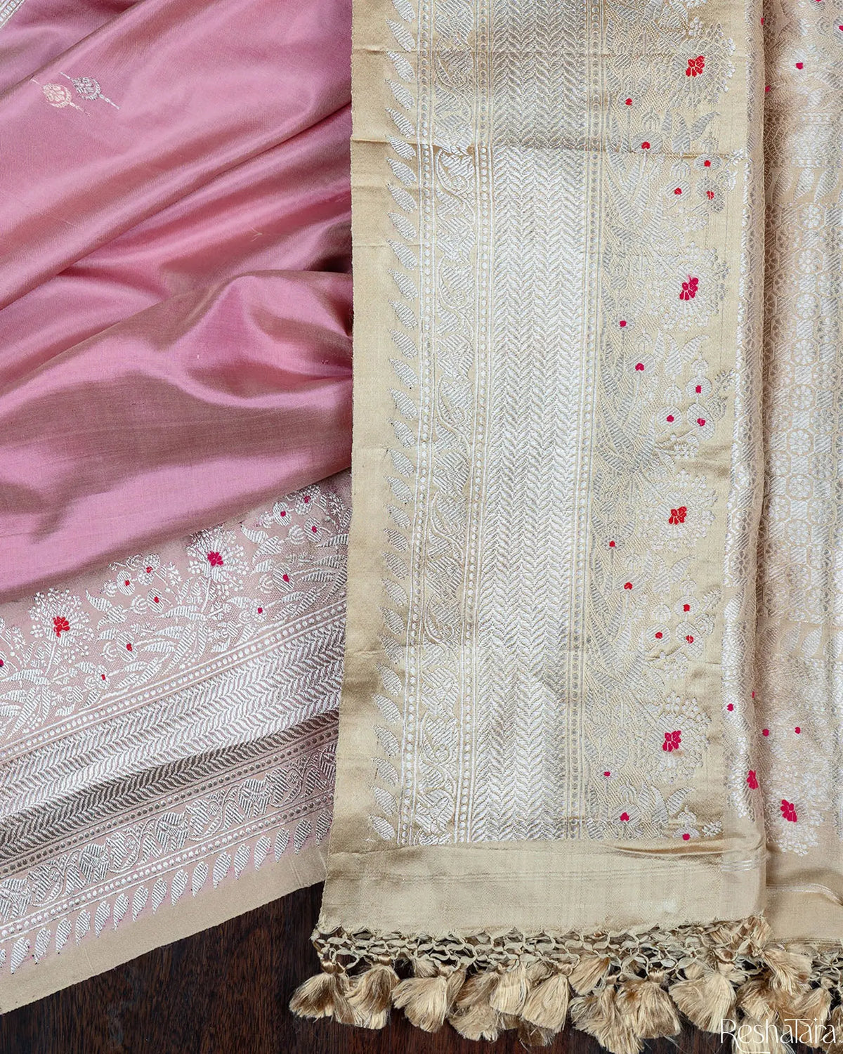 Blush Pink & Copper Meenadar Kadhua Pure Katan Silk Banarasi Handloom Saree