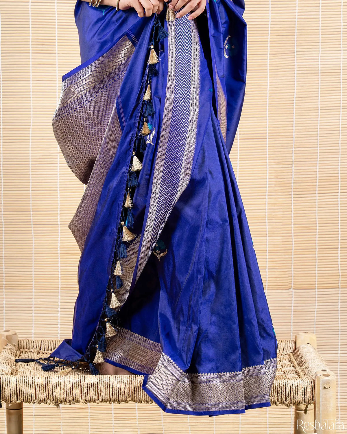 Royal Blue Meenadar Kadhua Pure Katan Silk Banarasi Handloom Saree