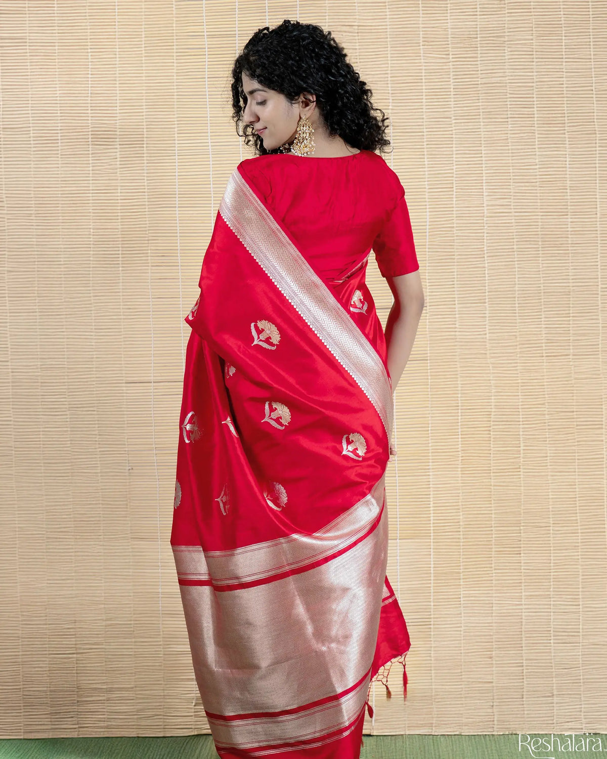 Vibrant Red Sona Rupa Kadhua Pure Katan Silk Banarasi Handloom Saree