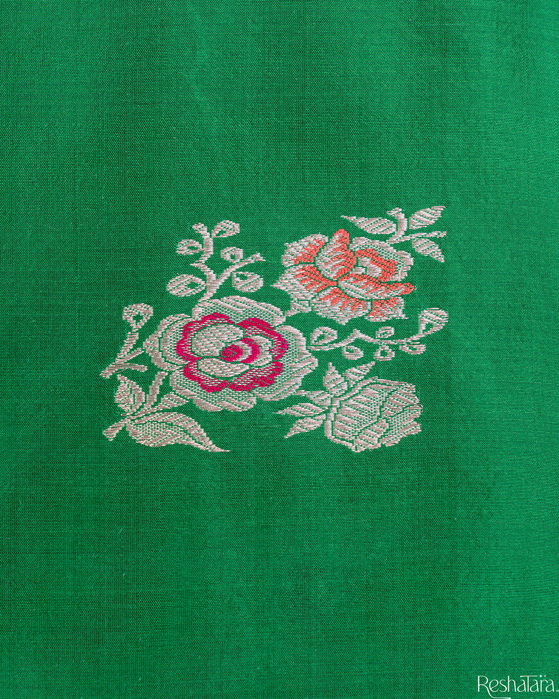 Vibrant Green Sona Rupa Meenadar Kadhua Pure Katan Silk Banarasi Handloom Saree
