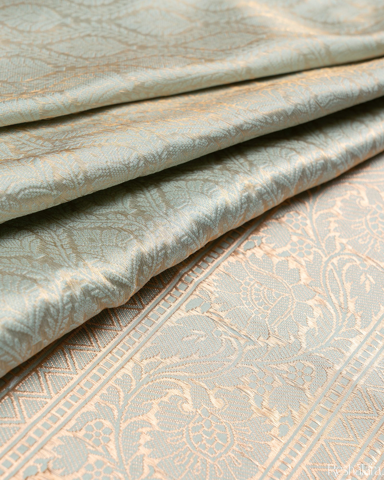 Sage Green Pure Katan Silk Banarasi Handloom Saree