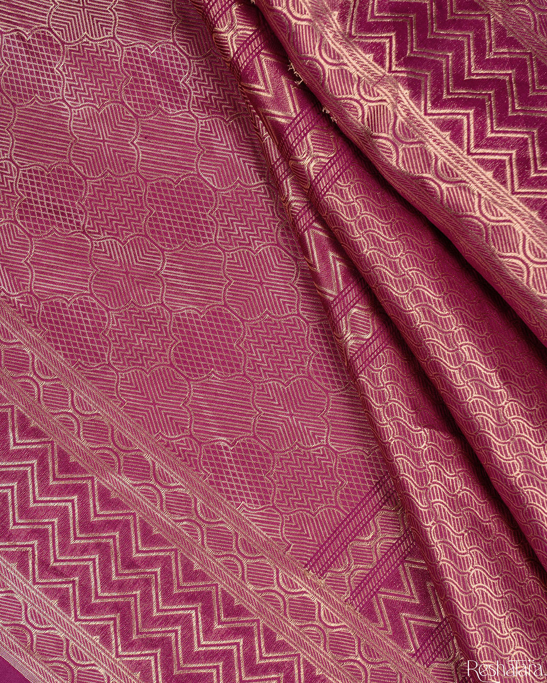 Maroon Mulberry Silk Banarasi Handloom Saree