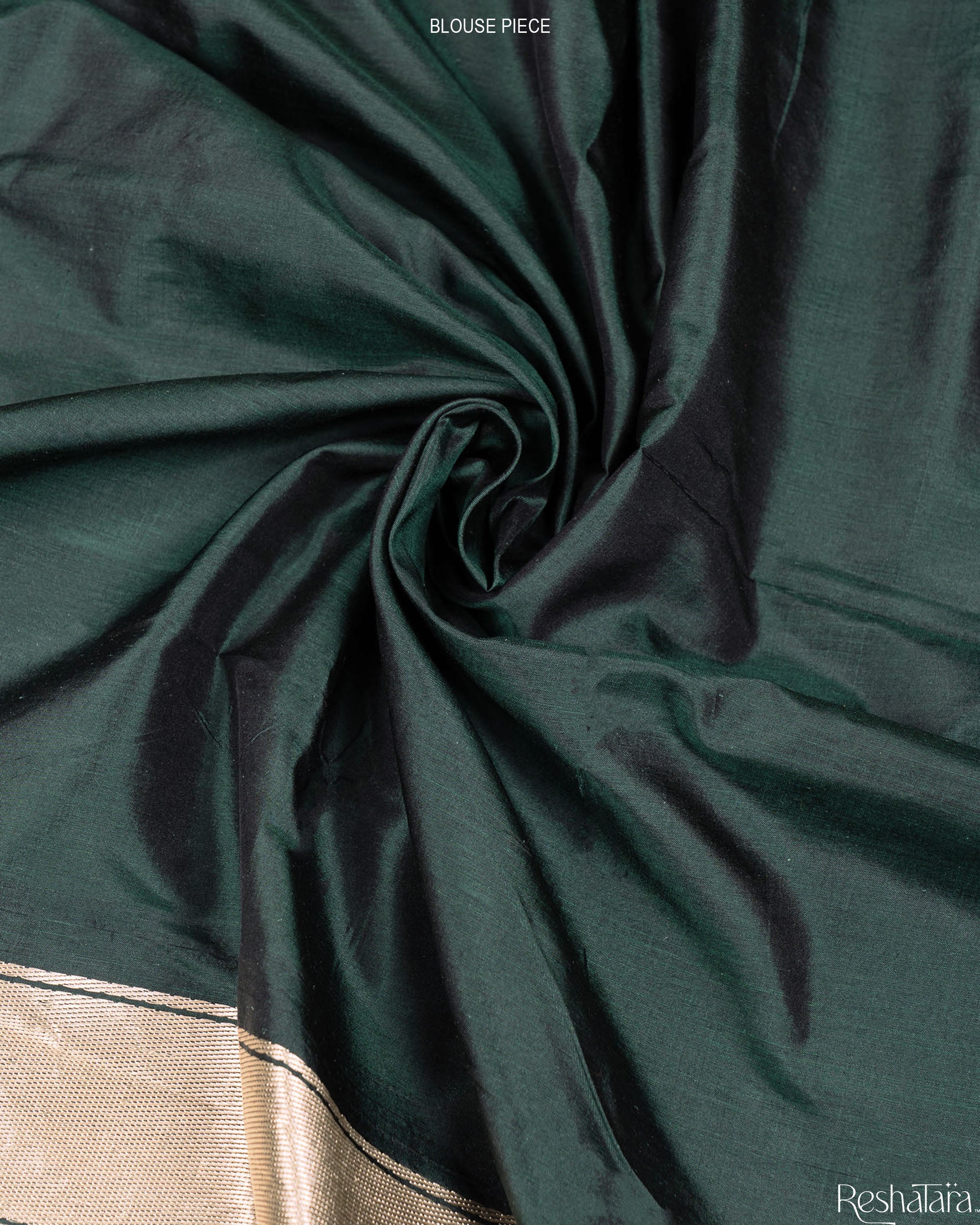 Kashi' Bottle Green Kadhua Pure Katan Silk Banarasi Handloom Saree