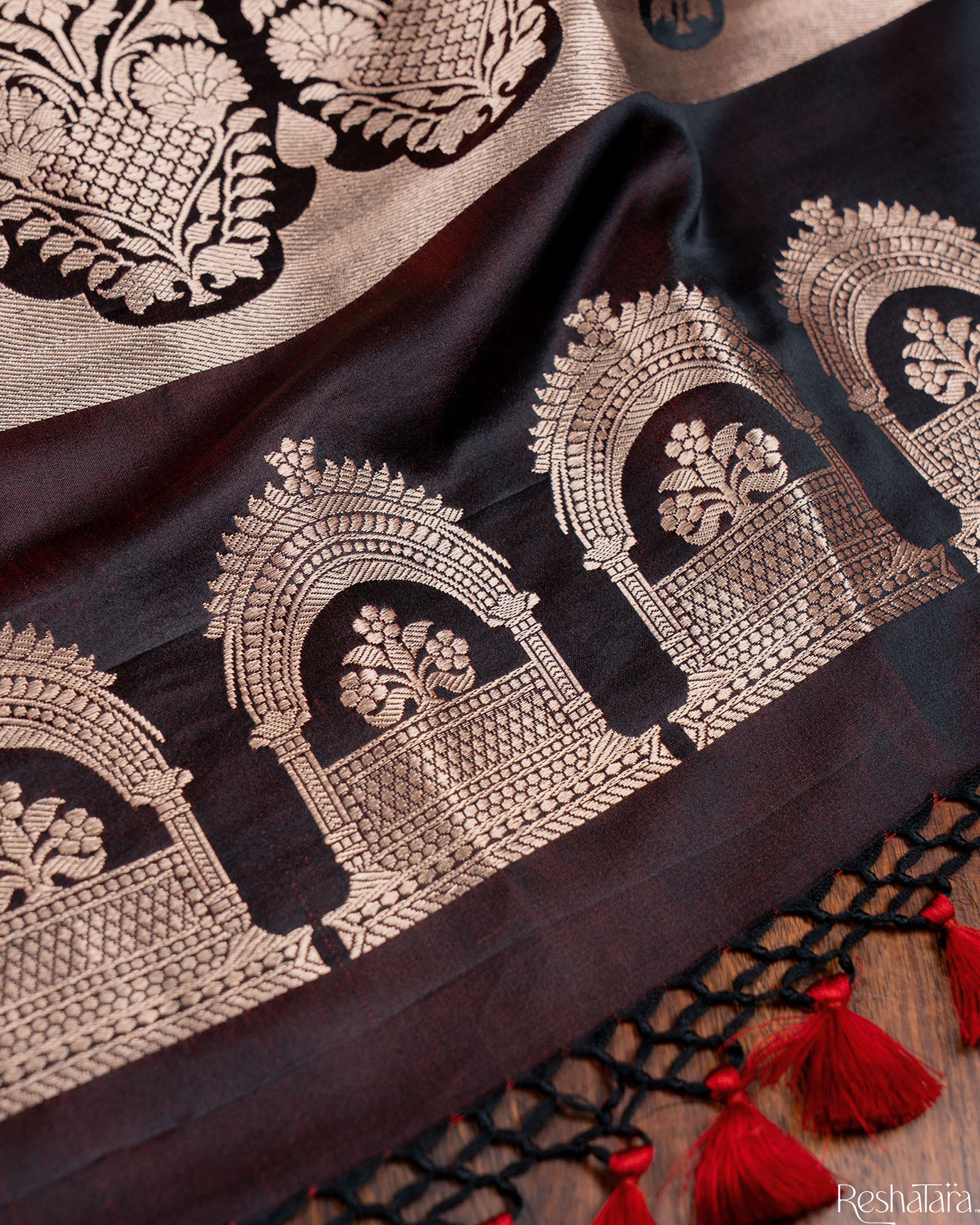 Chocolate Brown Kadhua Mulberry Silk Banarasi Handloom Saree