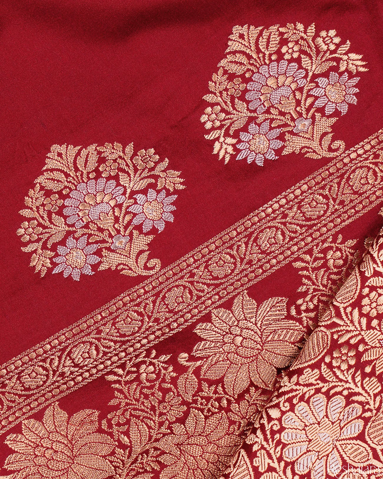 Maroon Kadhua Pure Mulberry Banarasi Silk Handloom Saree