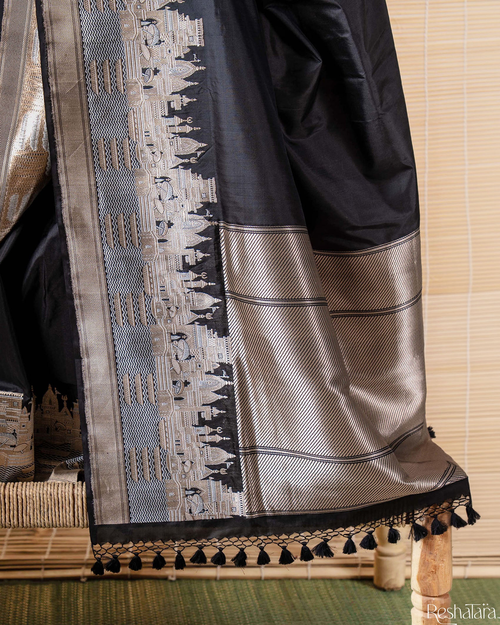 Kashi' Black Kadhua Pure Katan Silk Banarasi Handloom Saree