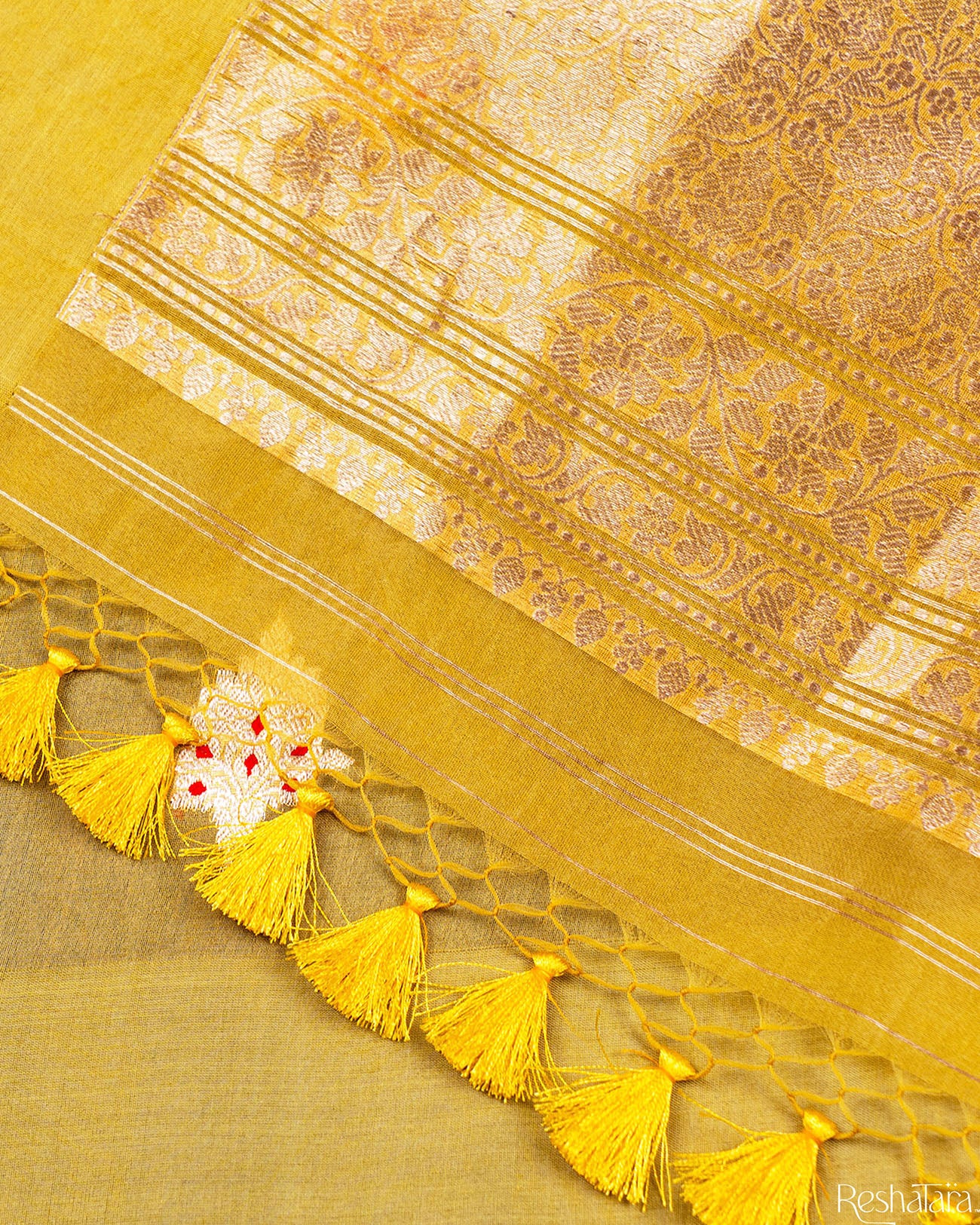 Lemon Yellow Kadhua Pure Kora Silk Banarasi Handloom Saree