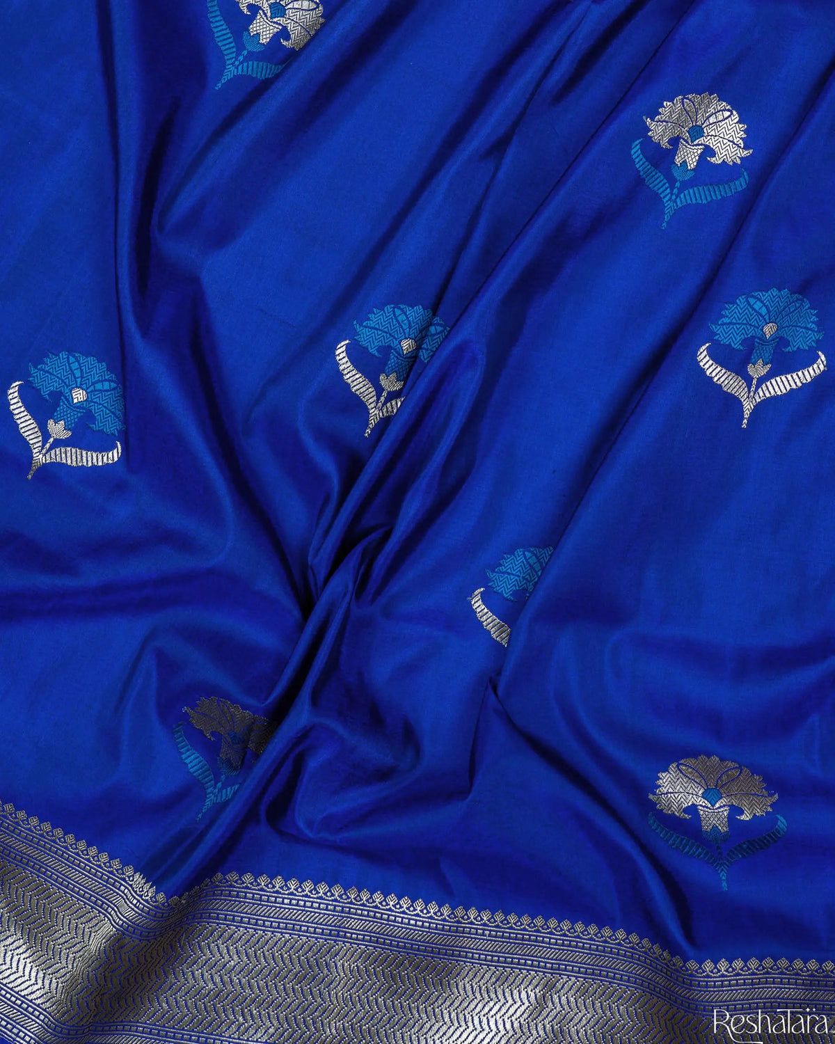 Royal Blue Meenadar Kadhua Pure Katan Silk Banarasi Handloom Saree