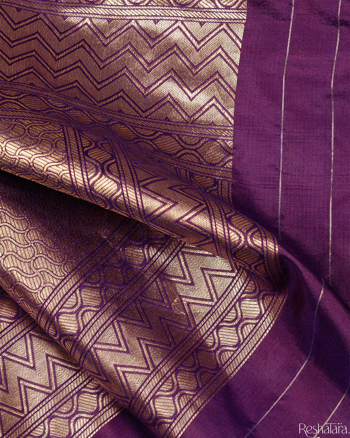 Purple Mulberry Silk Banarasi Handloom Saree