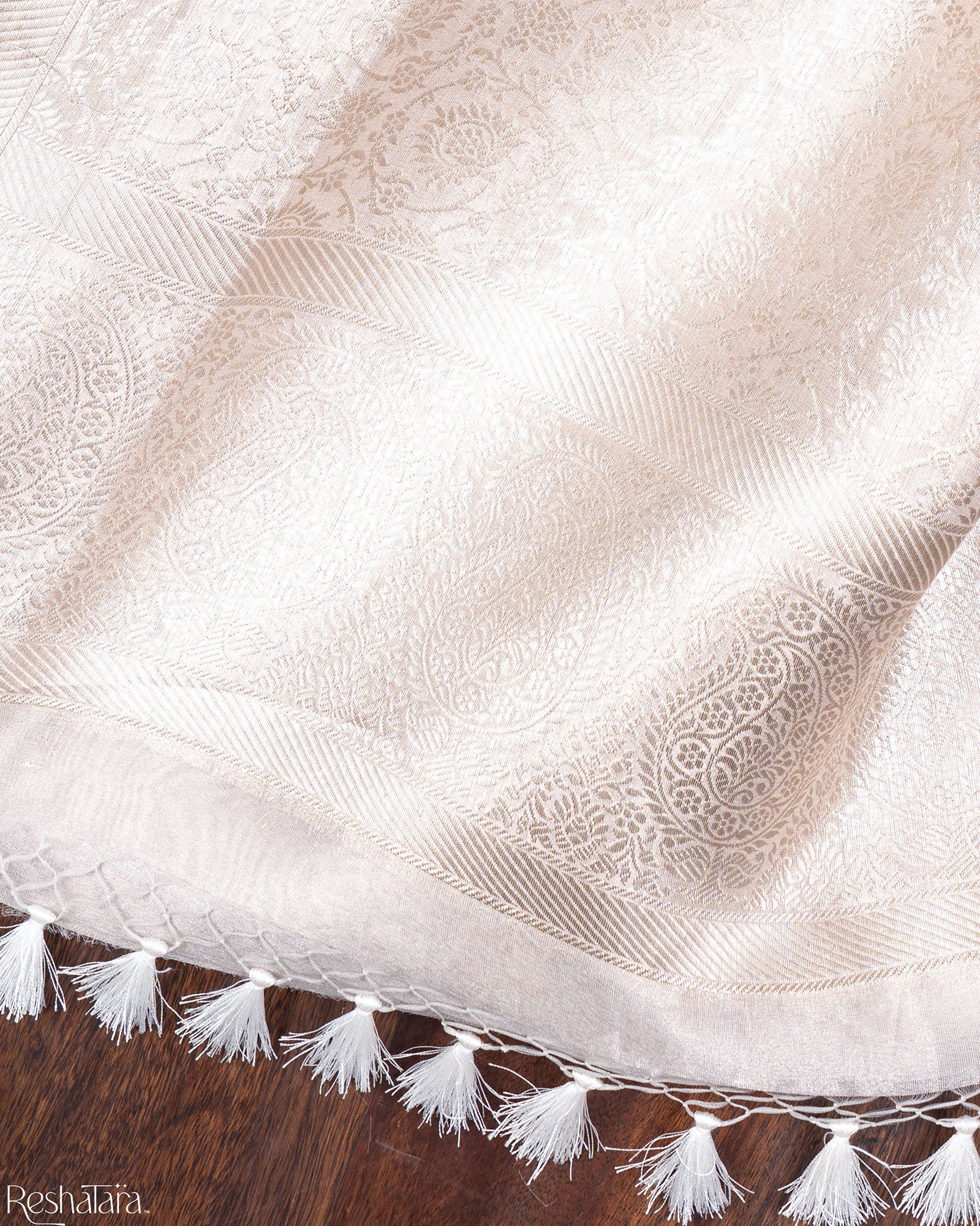 Metallic Silver Tissue Silk Banarasi Handloom Saree