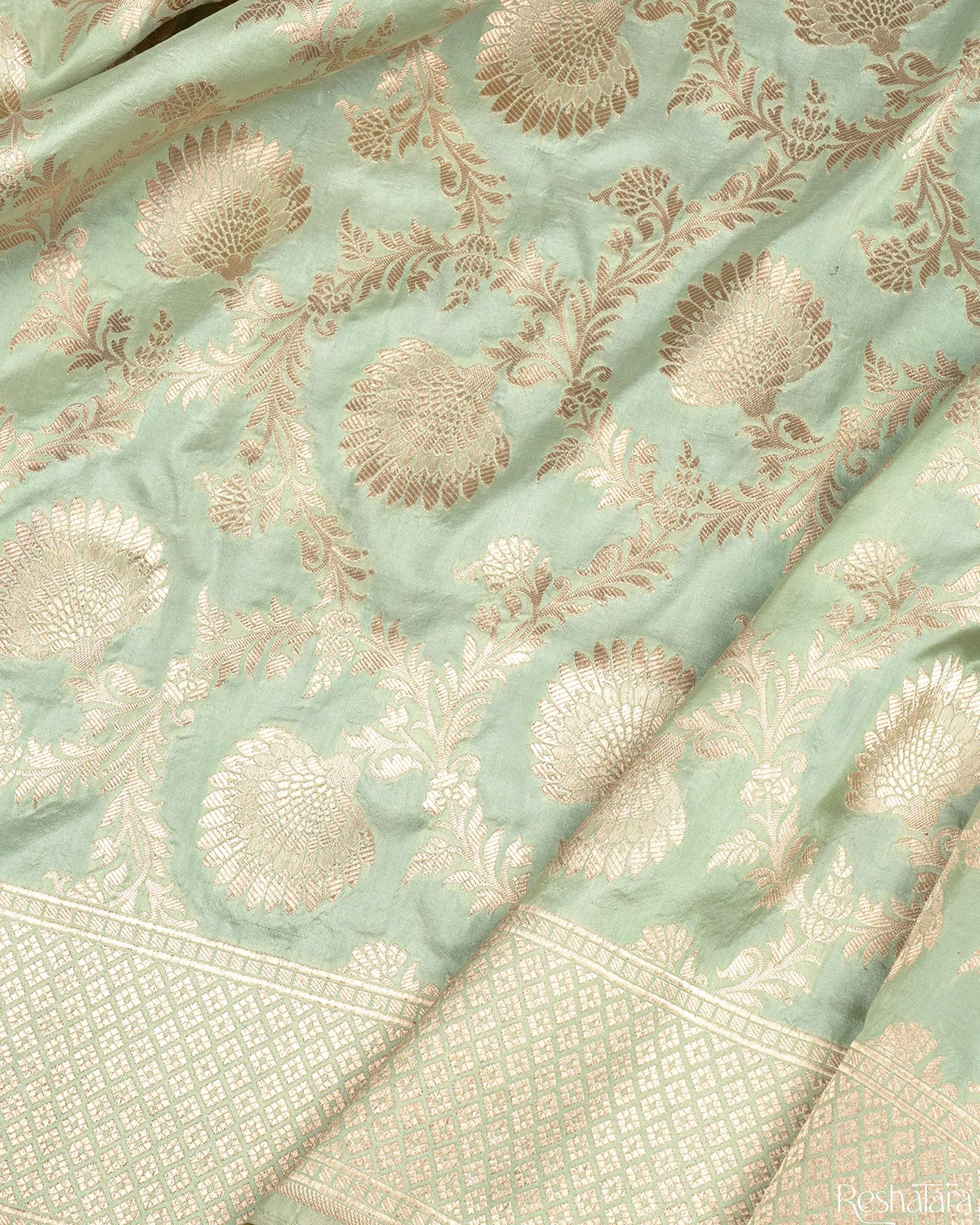 Pista Green Pure Katan Silk Banarasi Handloom Saree
