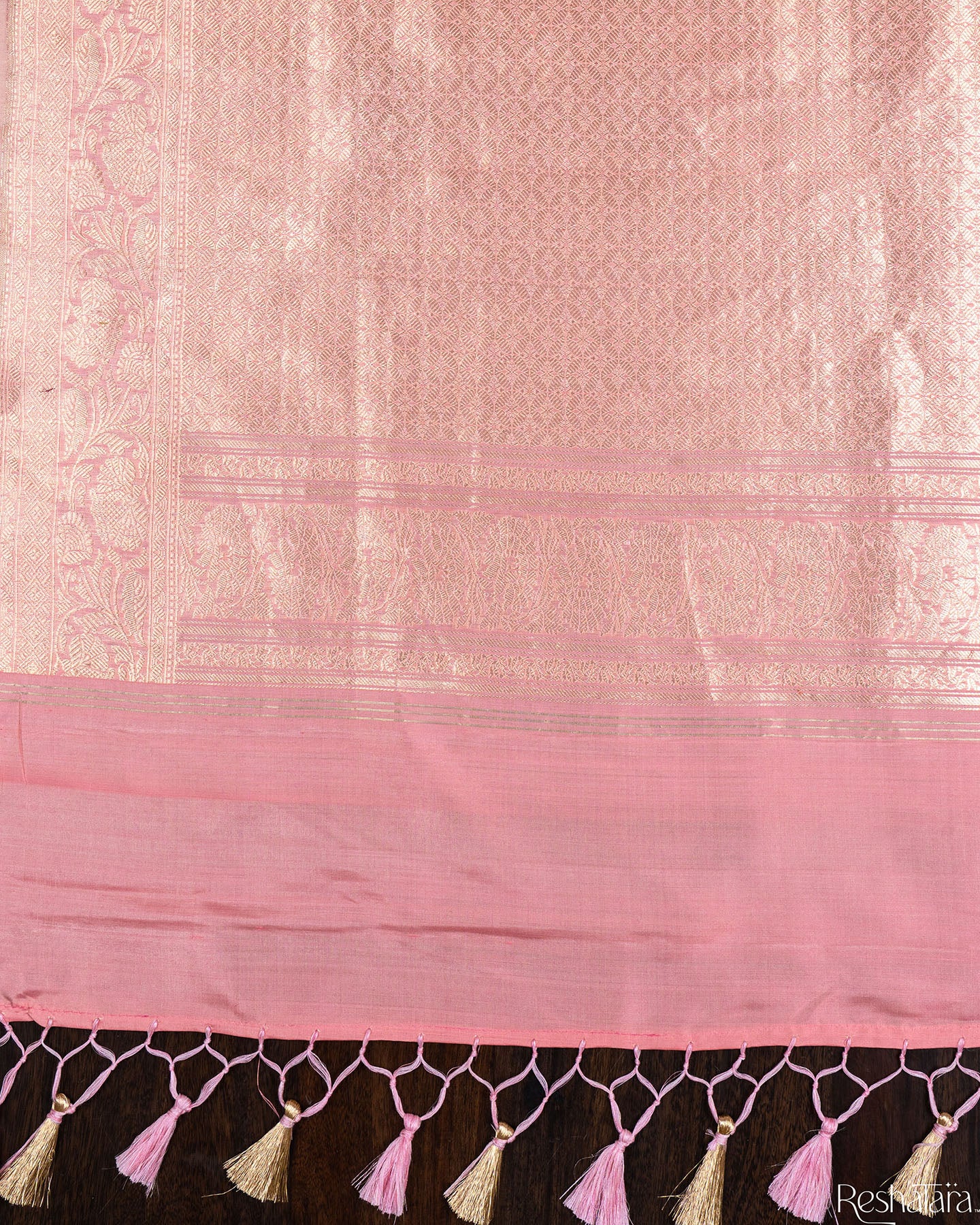 Blush Pink Sona Rupa Kadhua Pure Katan Silk Banarasi Handloom Saree