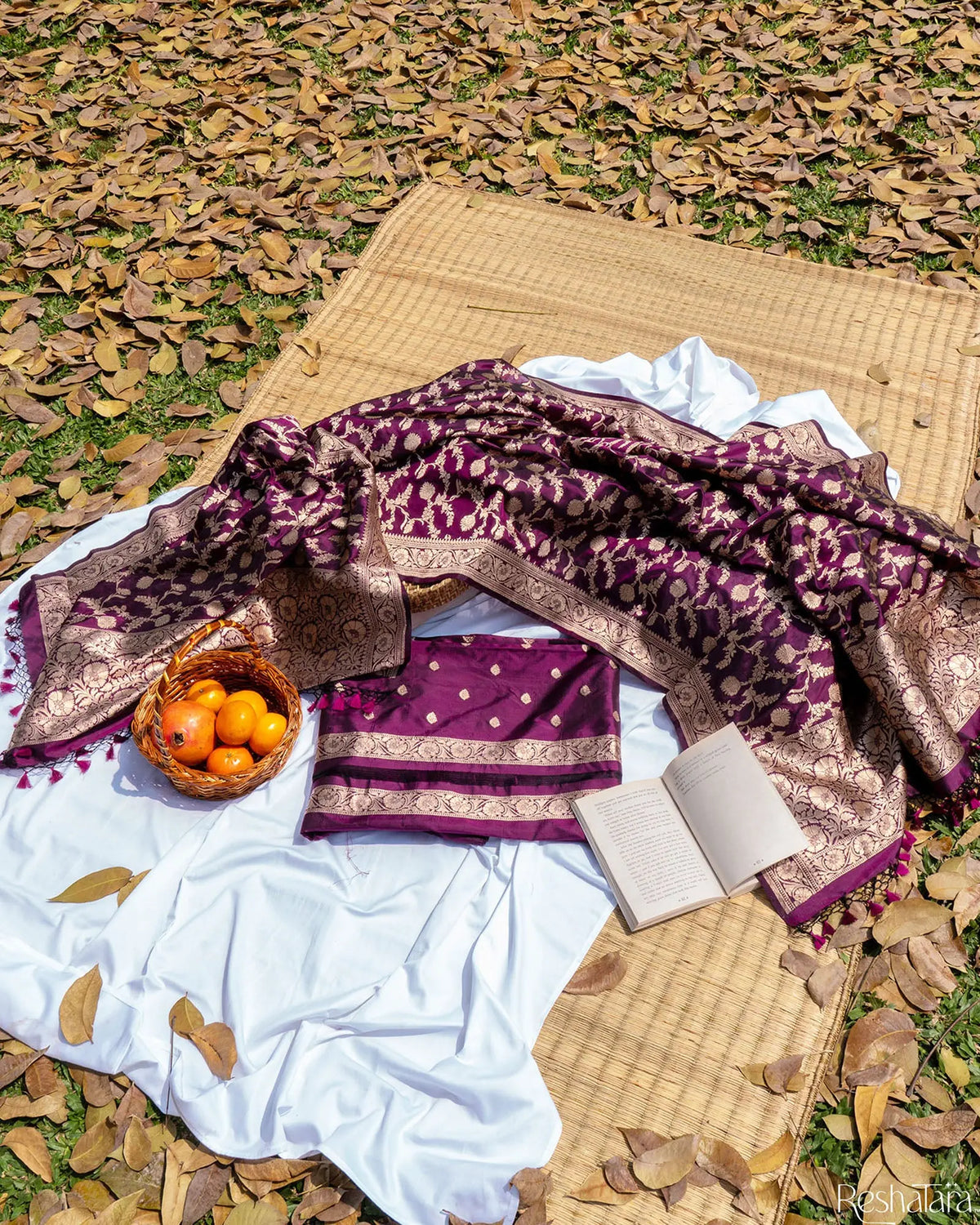 Purple Pure Katan Silk Banarasi Handloom Suit Set