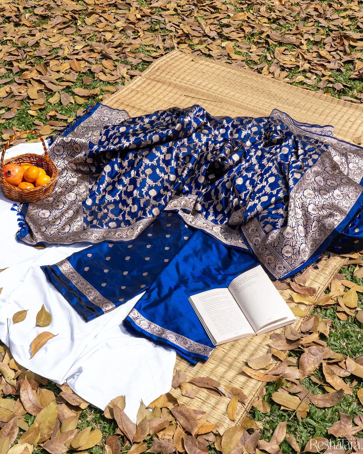 Royal Blue Katan Silk Banarasi Handloom Silk Suit Set