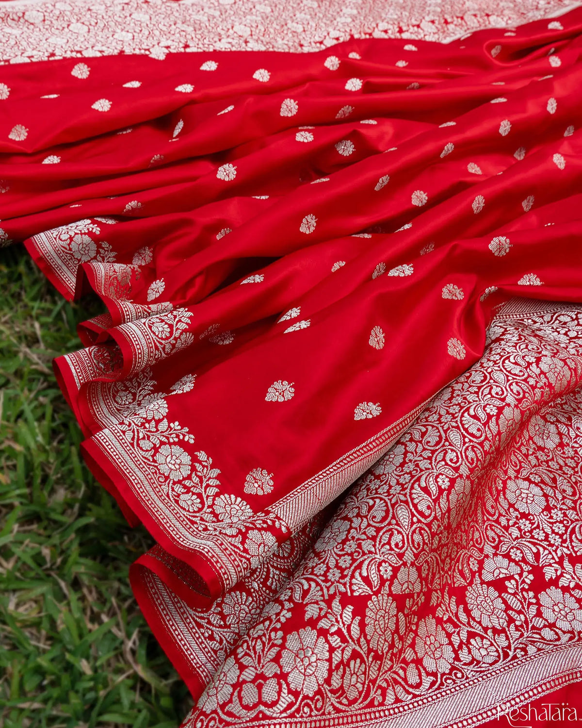 Classic Red Mulberry Silk Banarasi Handloom Dupatta