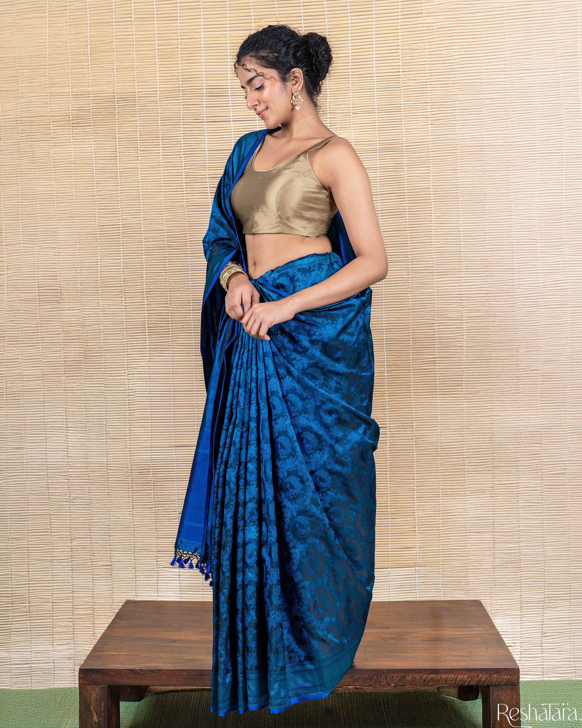 Peacock and Royal Blue Tanchoi Pure Katan Silk Banarasi Handloom Saree