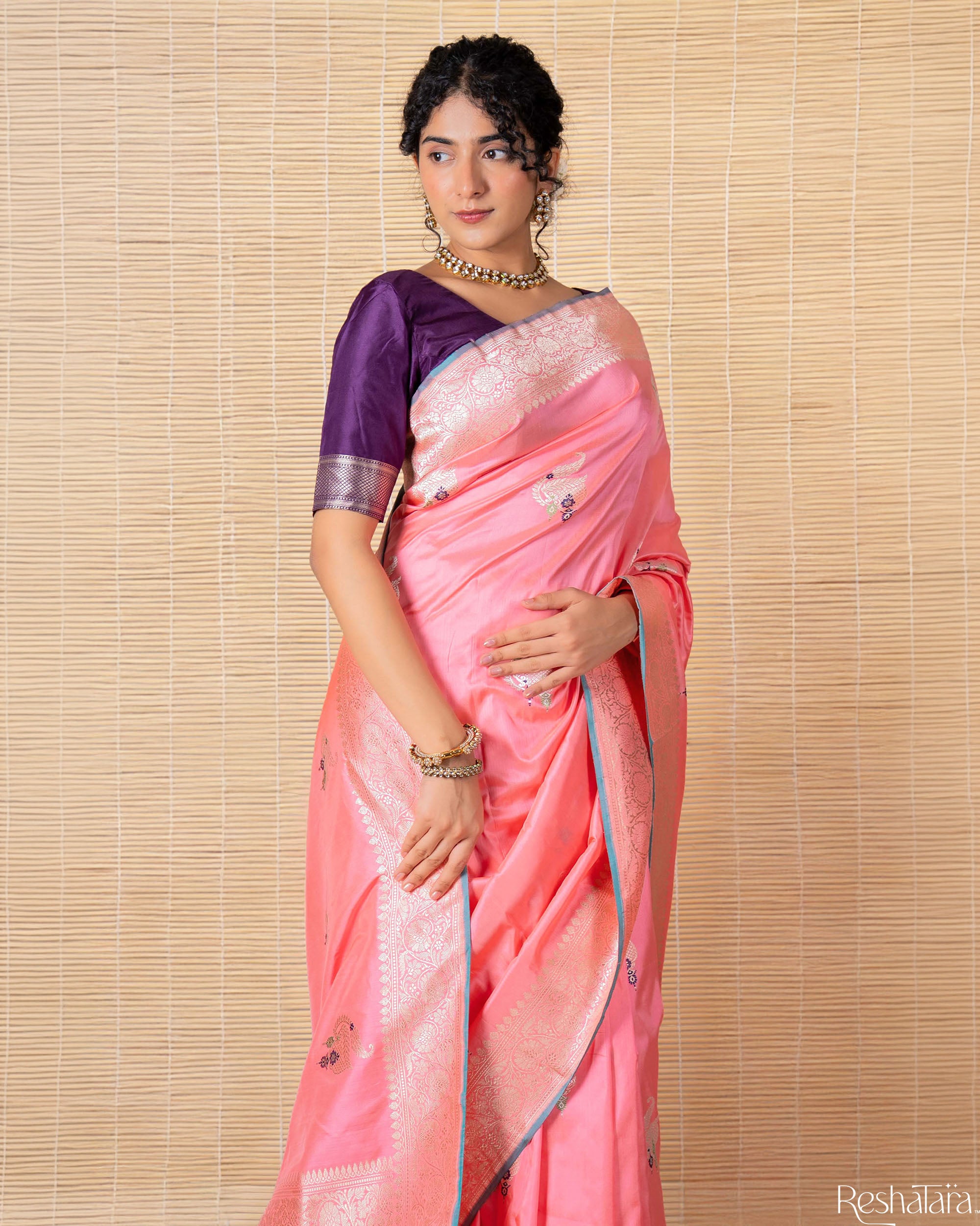 Enchanting Pink Meenadar Pure Katan Silk Banarasi Handloom Saree