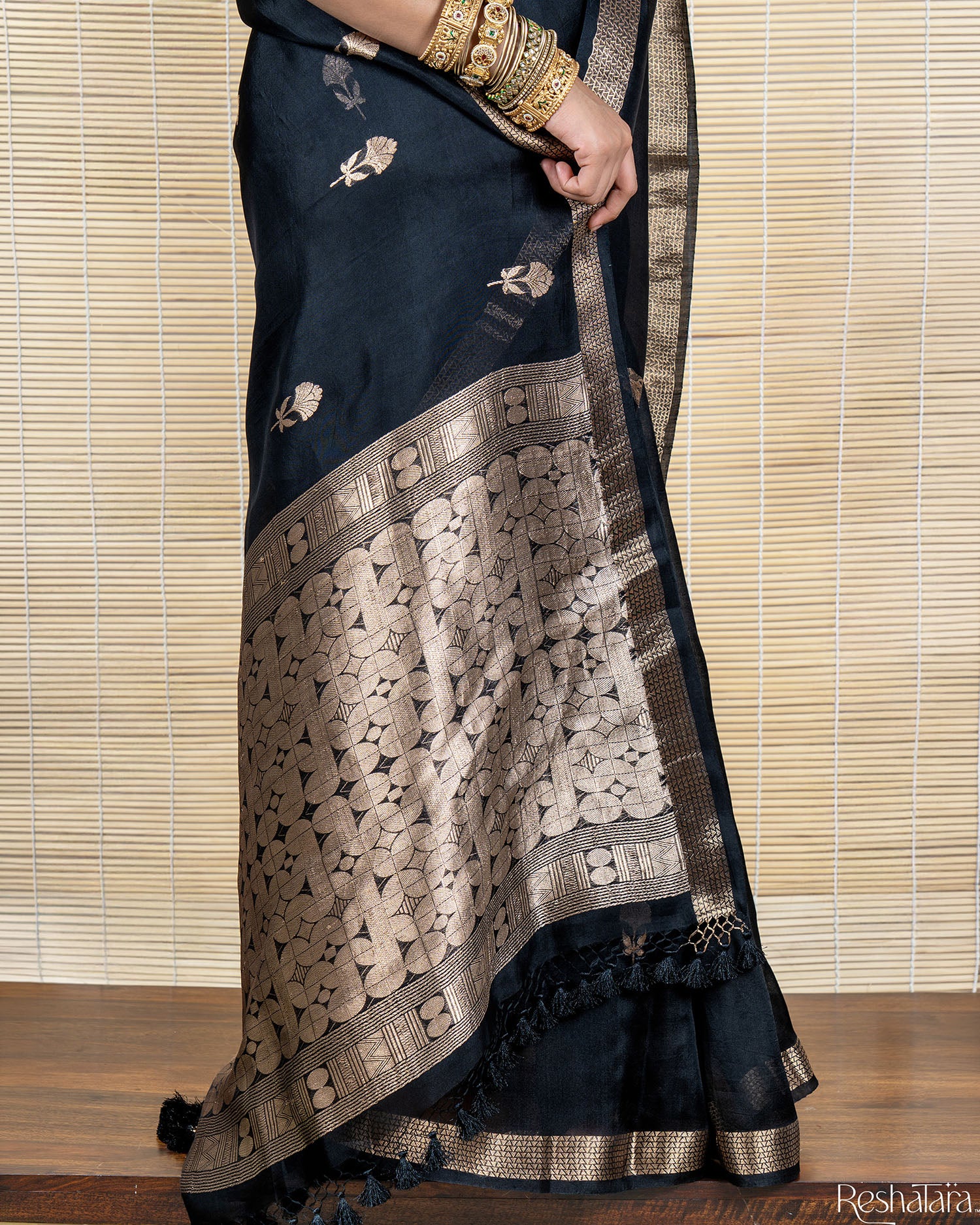 Black Kadhua Pure Kora Silk Banarasi Handloom Saree