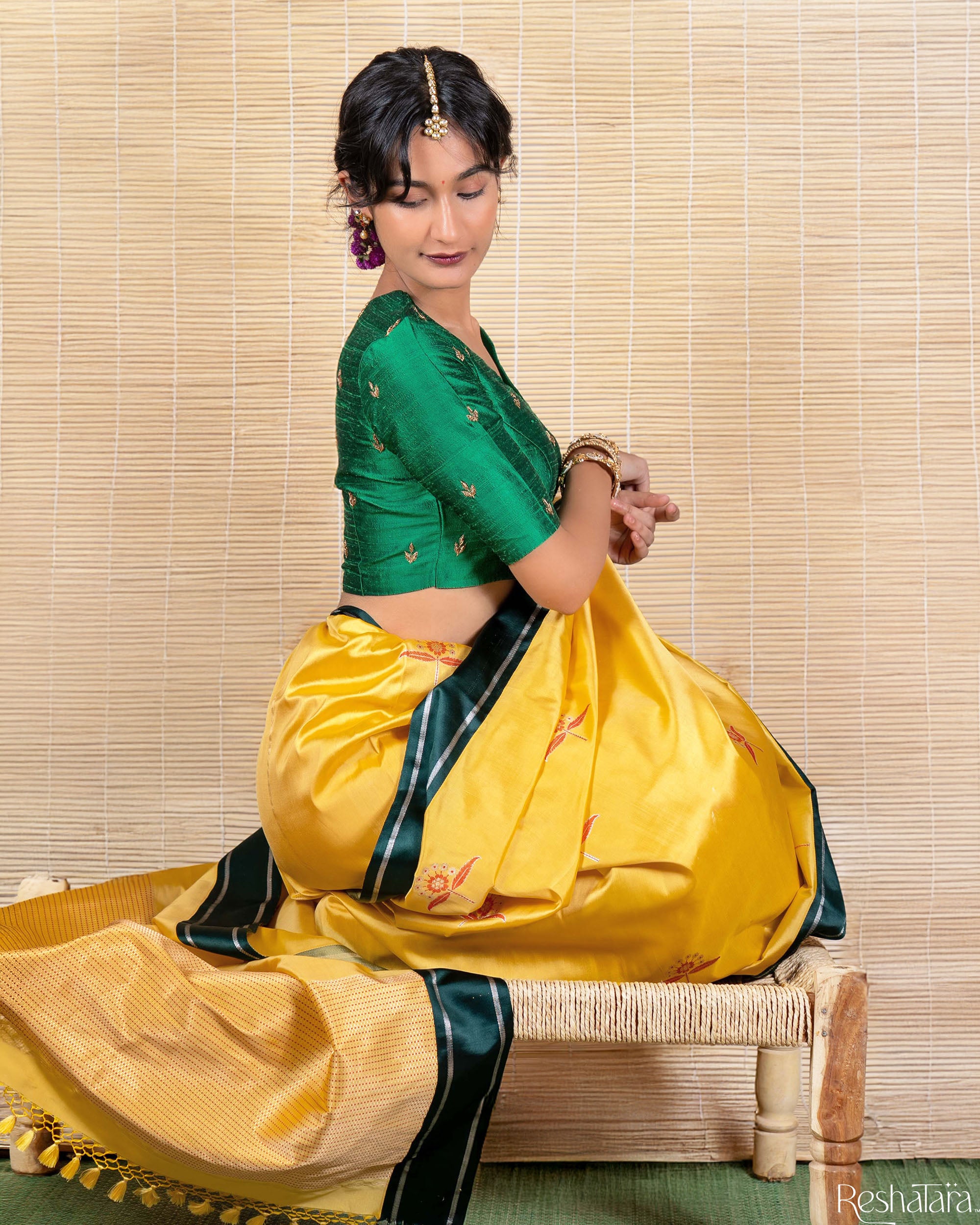 Yellow Meenadar Kadhua Pure Katan silk Banarasi Handloom Saree
