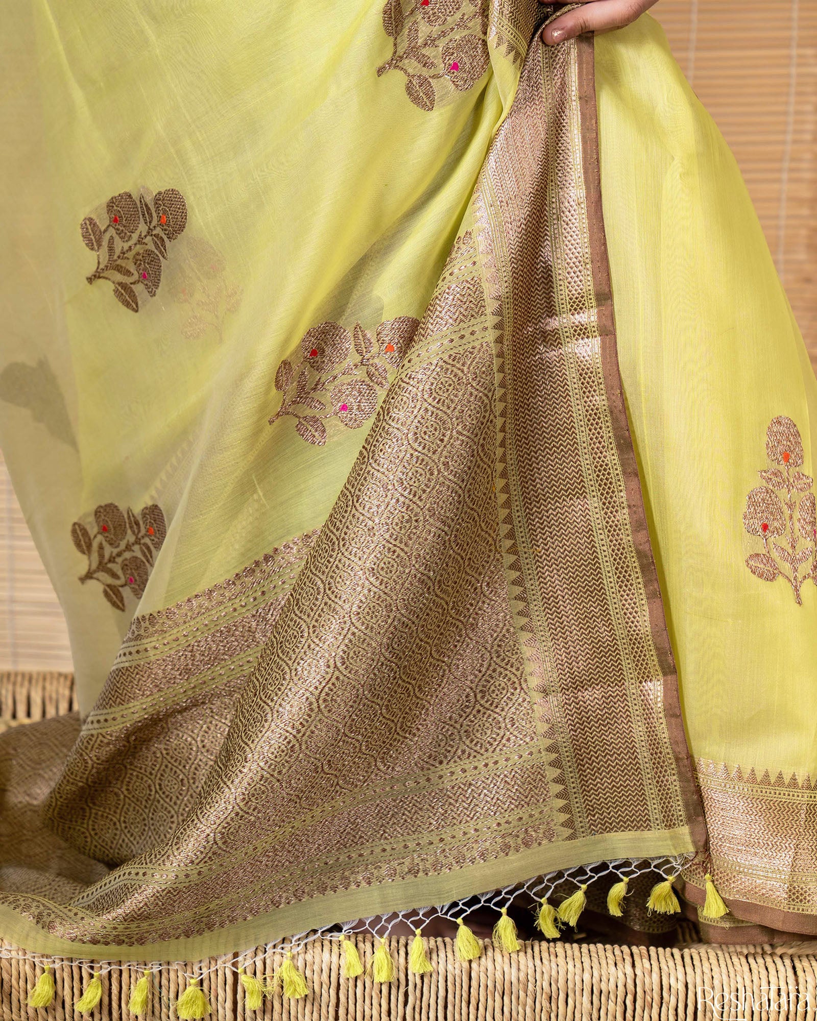 Light Green Pure Katan Silk by Chanderi Banarasi Handloom Saree