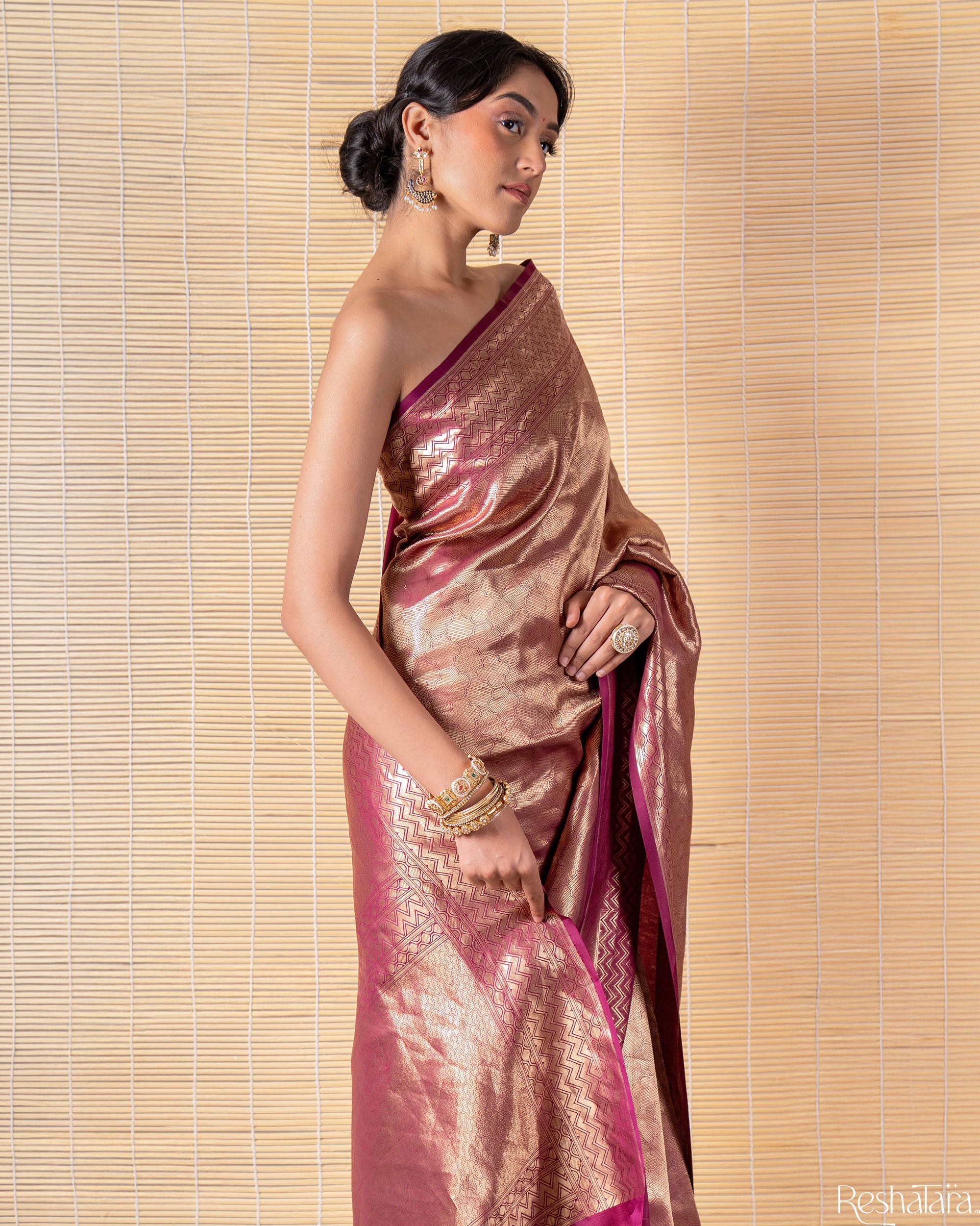 Maroon Mulberry Silk Banarasi Handloom Saree