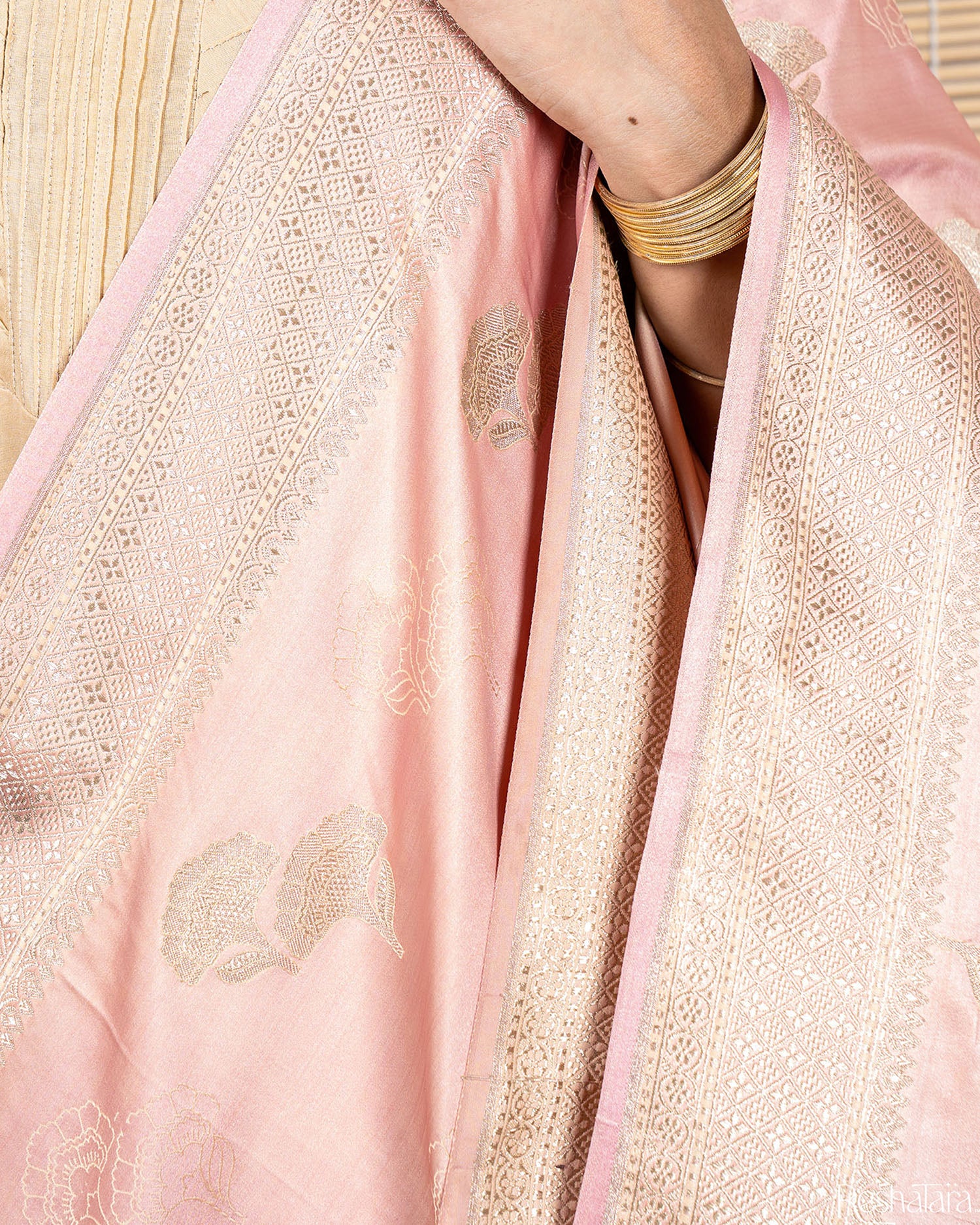 Rose Pink Mashru Silk Banarasi Handloom Dupatta