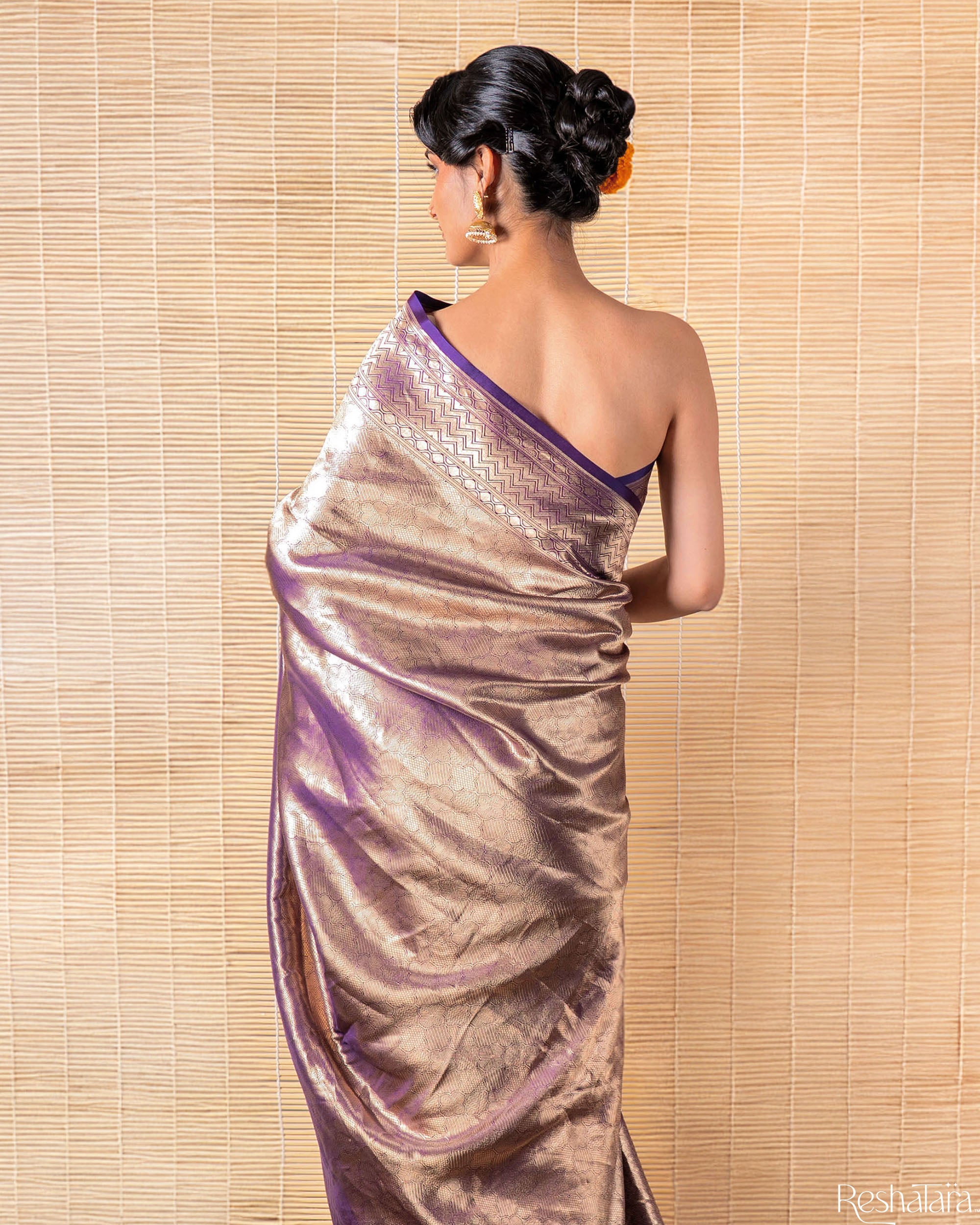 Purple Mulberry Silk Banarasi Handloom Saree