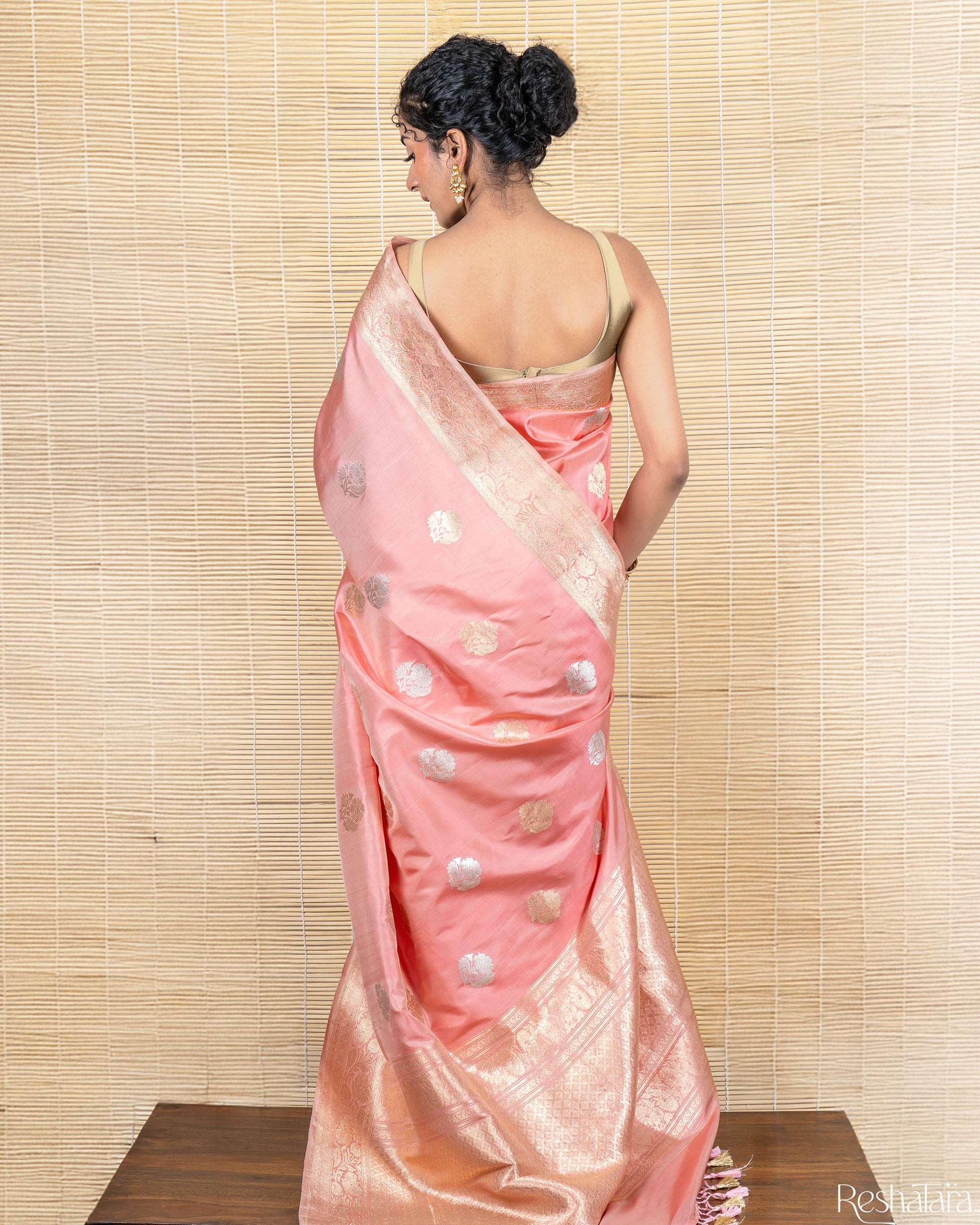 Blush Pink Sona Rupa Kadhua Pure Katan Silk Banarasi Handloom Saree